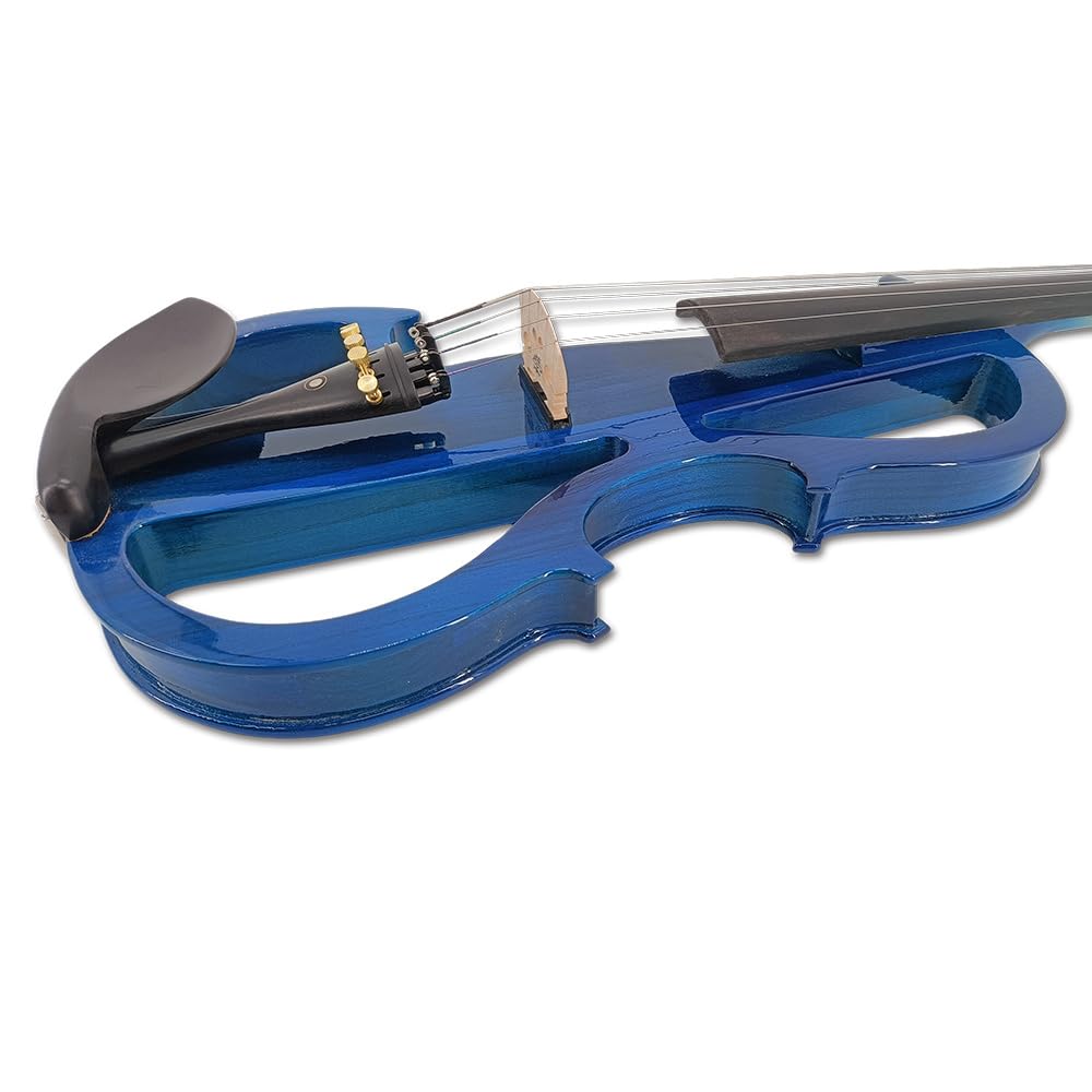 5 Strings Electric Viola 16 Inch Full Size - Solid Wood Ebony Fretboard with Viola Case & Bow (Blue) | Professional Electric Violin for Live Performances, Studio Recording & Music Practice