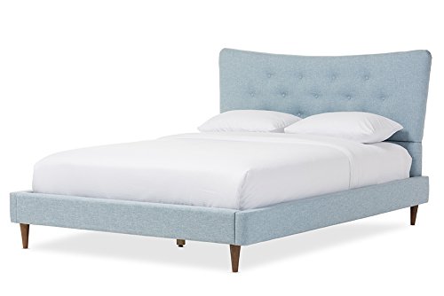 Baxton Studio 424-7004-AMZ Full Size Platform Bed Frame in Sky Blue - Modern Minimalist Bedroom Furniture for Small Spaces & Apartments