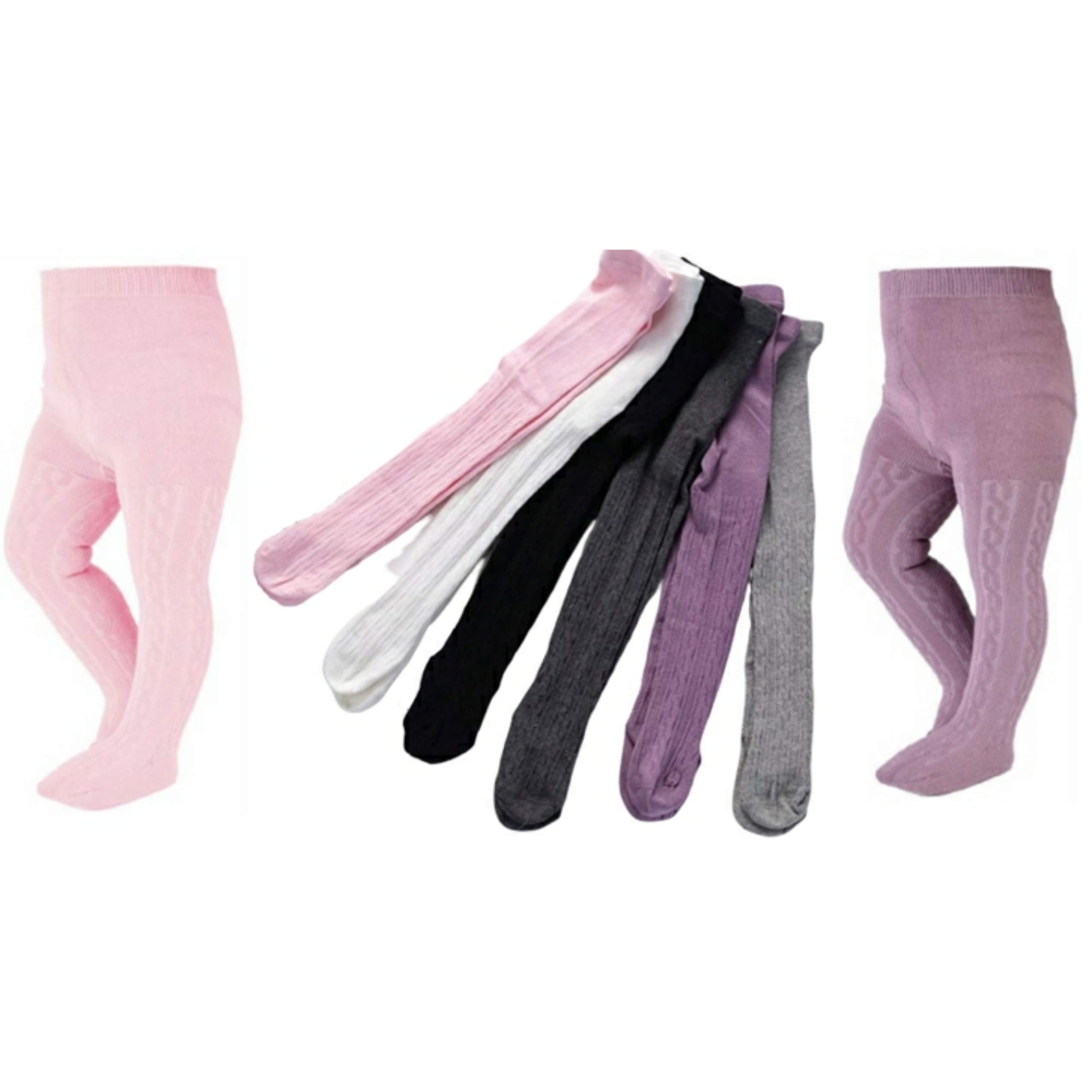 6 Pairs Cable Knit Knee High Socks & Tights for Baby Girls - Soft Warm Leggings Stockings for Infants & Toddlers - Perfect for Winter, Christmas Gifts & Photo Shoots