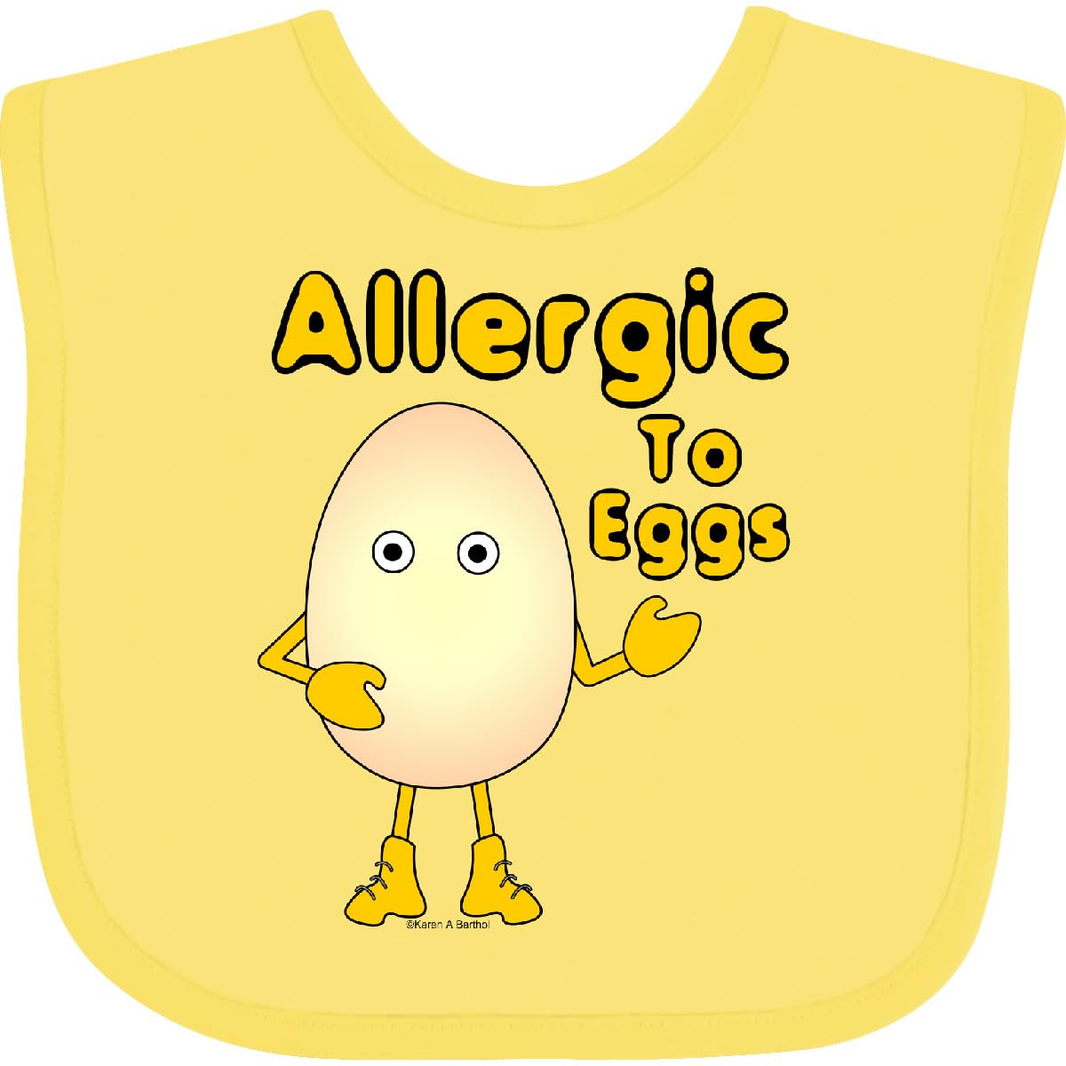 Inktastic Allergic To Eggs Baby Bib - Funny Egg Allergy Bib for Babies & Toddlers - Perfect for Feeding Time, Daycare, and Family Gatherings