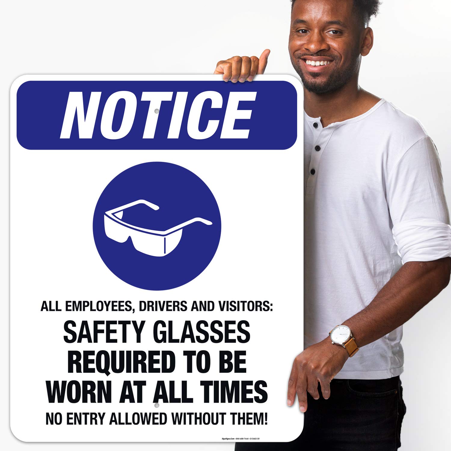 OSHA Compliant Safety Glasses Sign - 24x30 Inch Rustproof Aluminum Workplace Safety Sign | Durable Indoor/Outdoor Use for Construction Sites, Factories & Industrial Areas | Made in USA | Ideal for Hazard Zones, Warehouses, Manufacturing Facilities & Employee Safety Awareness