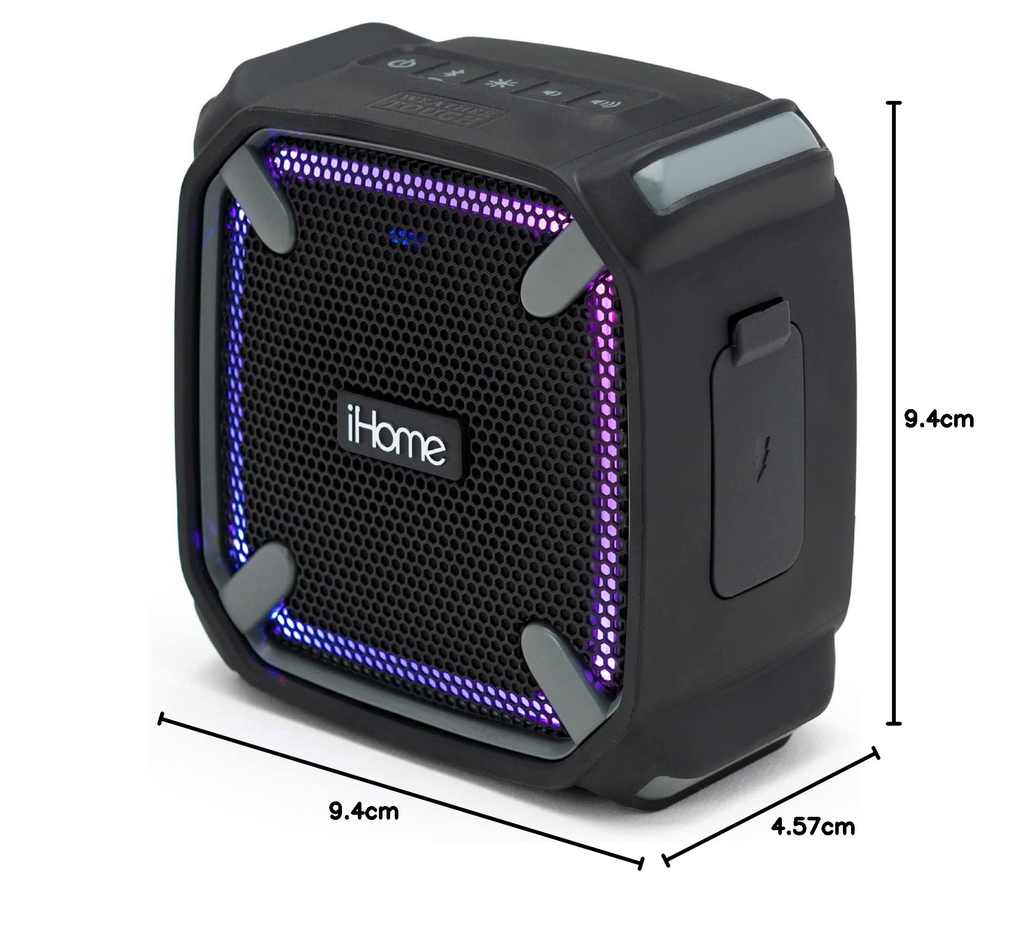 iHome Weather Tough Portable Bluetooth Speaker with LED Lights - Waterproof Outdoor Speaker for Camping, Beach, Pool Parties & Travel
