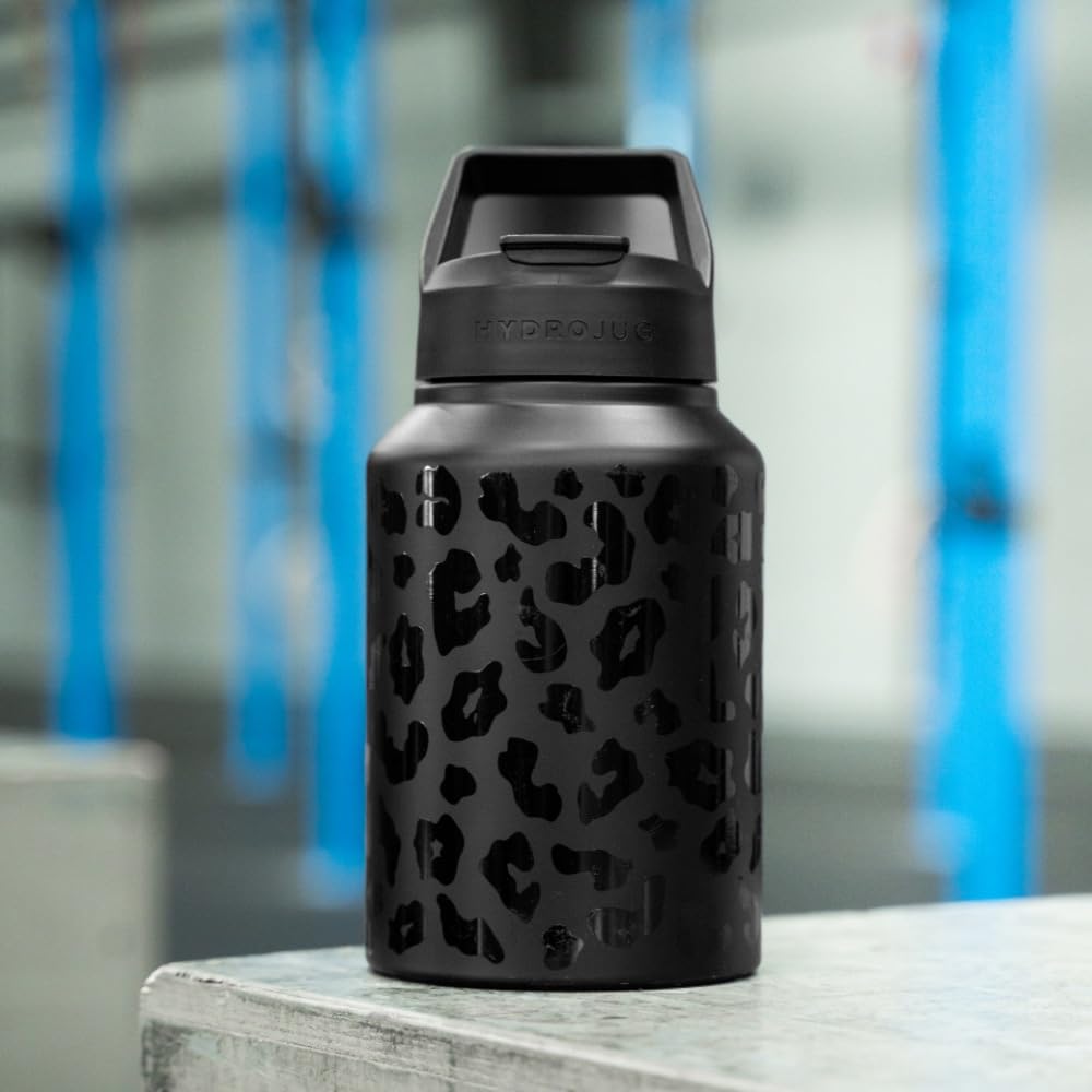 HydroJug Sport - 64oz Stainless Steel Water Bottle with Straw, Vacuum Insulated & Leakproof Tumbler for Gym, Hiking & Outdoor Activities - Ergonomic Design, Reusable, Dishwasher Safe, Durable Rubber Base - Perfect for Workouts, Camping & Daily Hydration - Black