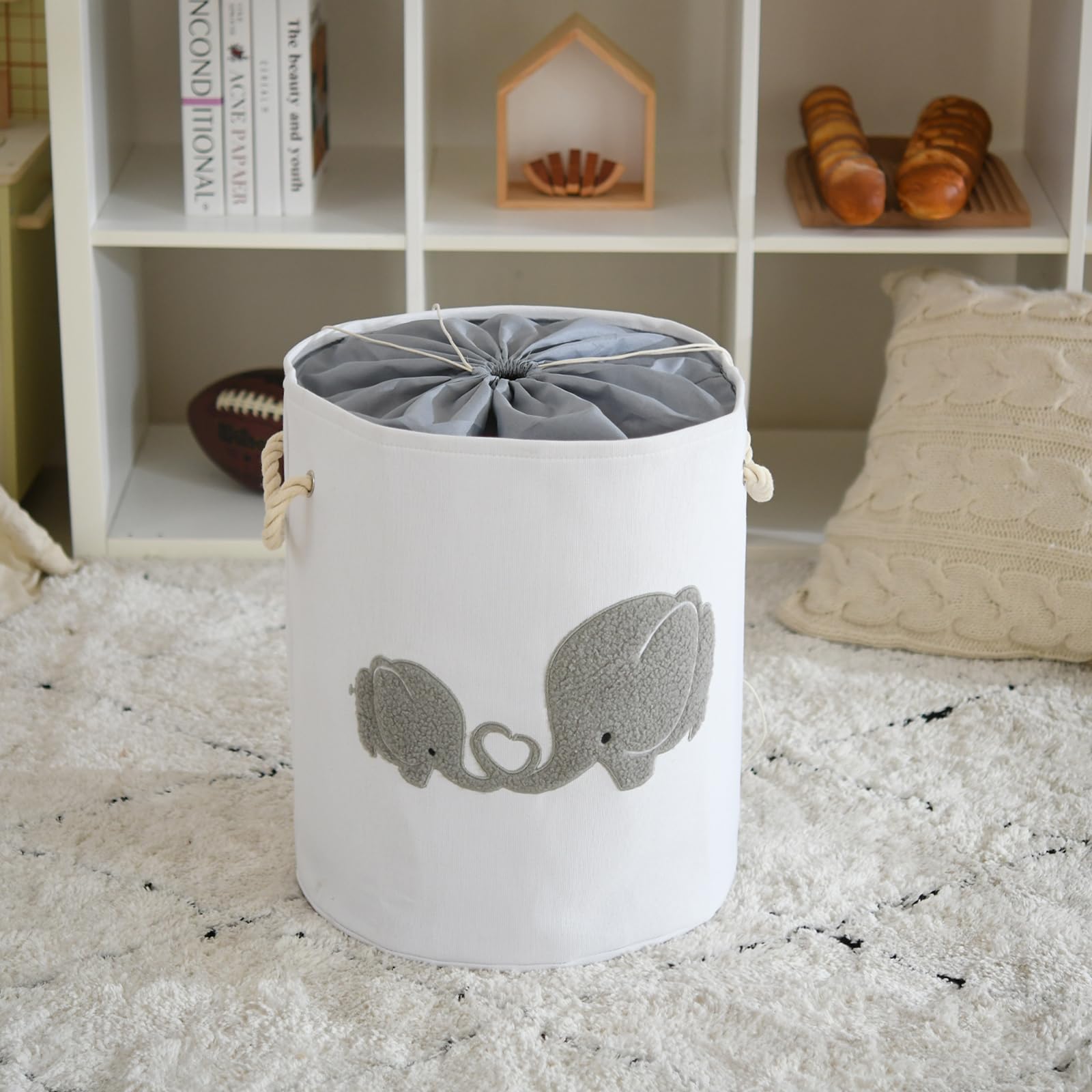 Extra Large Baby Hamper & Nursery Laundry Basket - 58L Collapsible Canvas Storage for Kids Toys, Baby Clothes & Dorm Essentials | Perfect for Nursery Organization, College Dorm Room & Playroom Storage