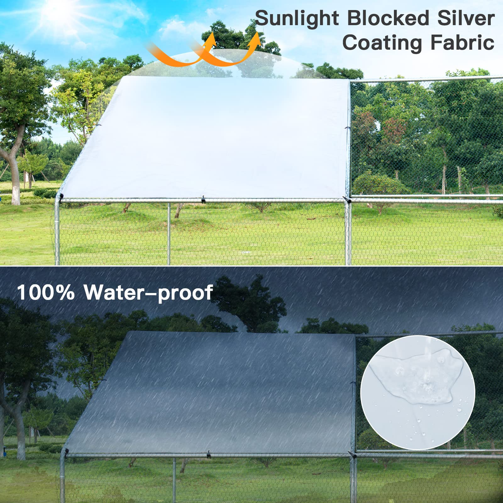 PETSITE Large Walk-In Metal Chicken Coop - Spire Shaped Poultry Cage with Waterproof Cover for Hens, Ducks & Outdoor Backyard Farming | Durable Chicken House for Free Range Birds & Small Farm Use