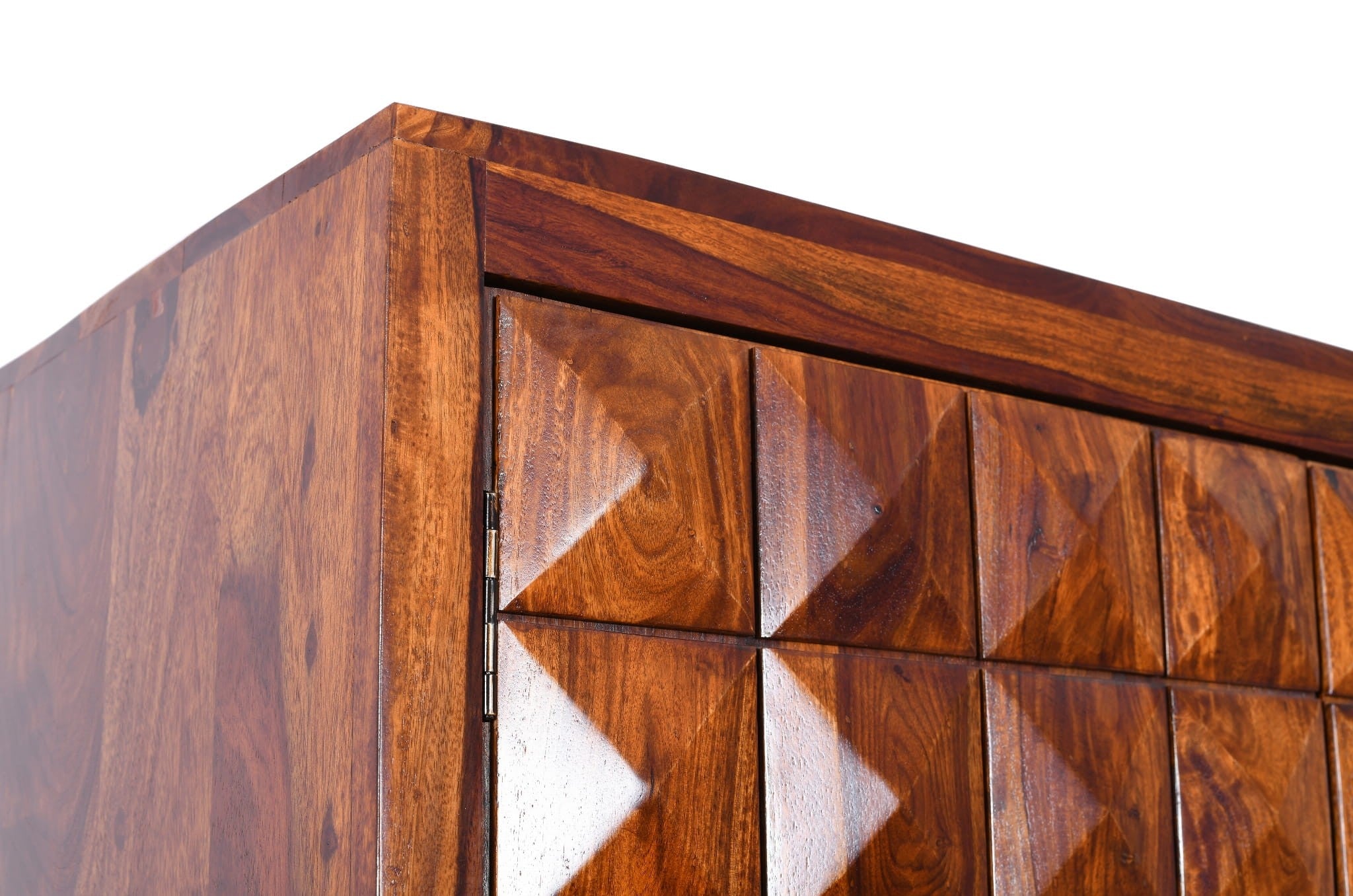 Premium Solid Sheesham Wood Wardrobe Cabinet - Handcrafted Indian Diamond Design - 100x50x200cm (39x20x79 inches) - Luxury Bedroom Storage for Clothes, Shoes & Accessories