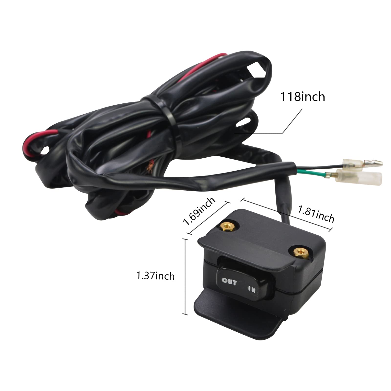 ATV UTV Winch Solenoid Relay Contactor & Rocker Thumb Switch Combo Kit - Compatible with Polaris 800 1000 (1500lb-5000lb Capacity) - Perfect for Off-Roading, Towing & Heavy-Duty Recovery