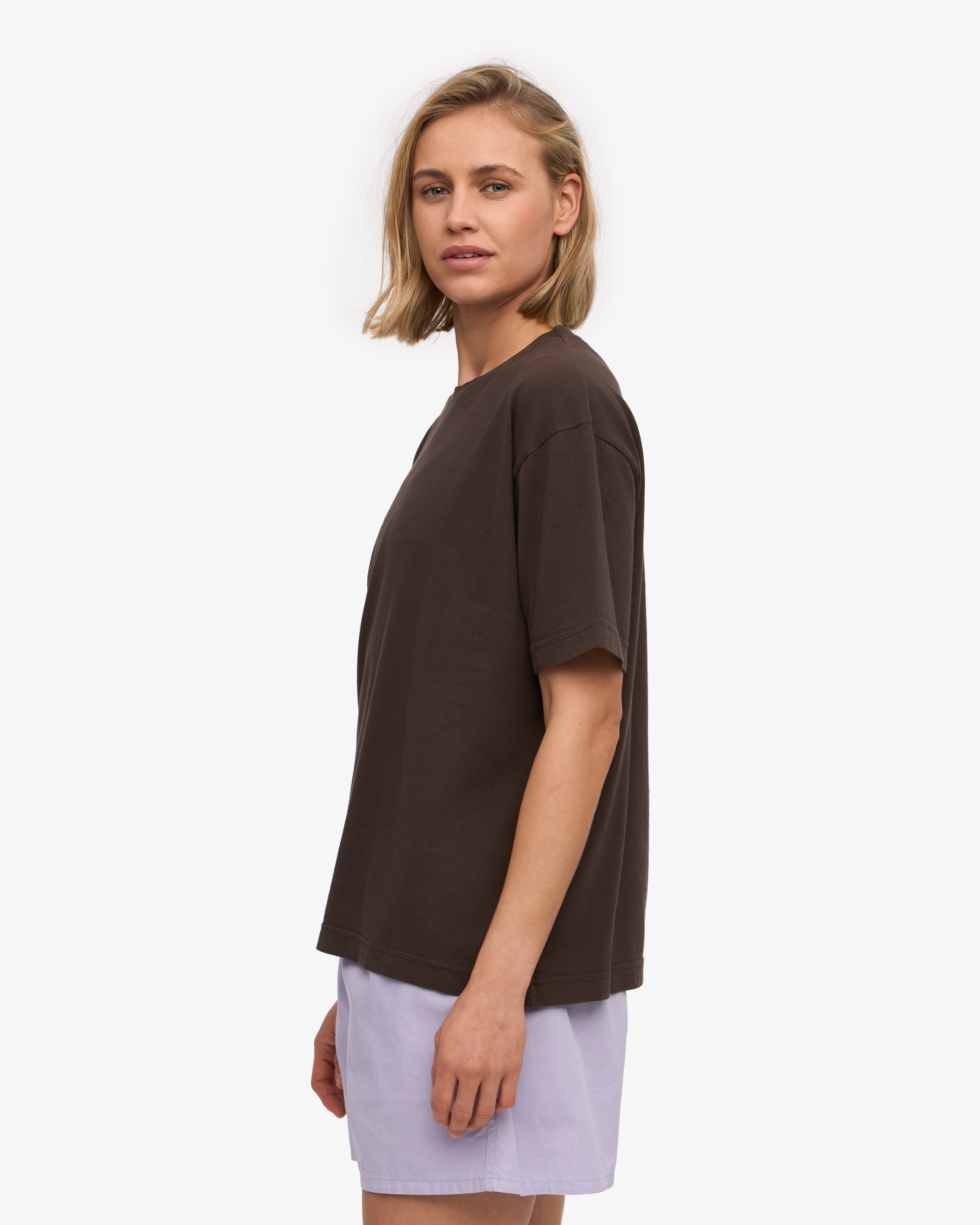 Organic Oversized T-Shirt for Women | Soft Cotton Relaxed Fit Coffee Brown | Perfect for Casual Wear, Lounge & Travel
