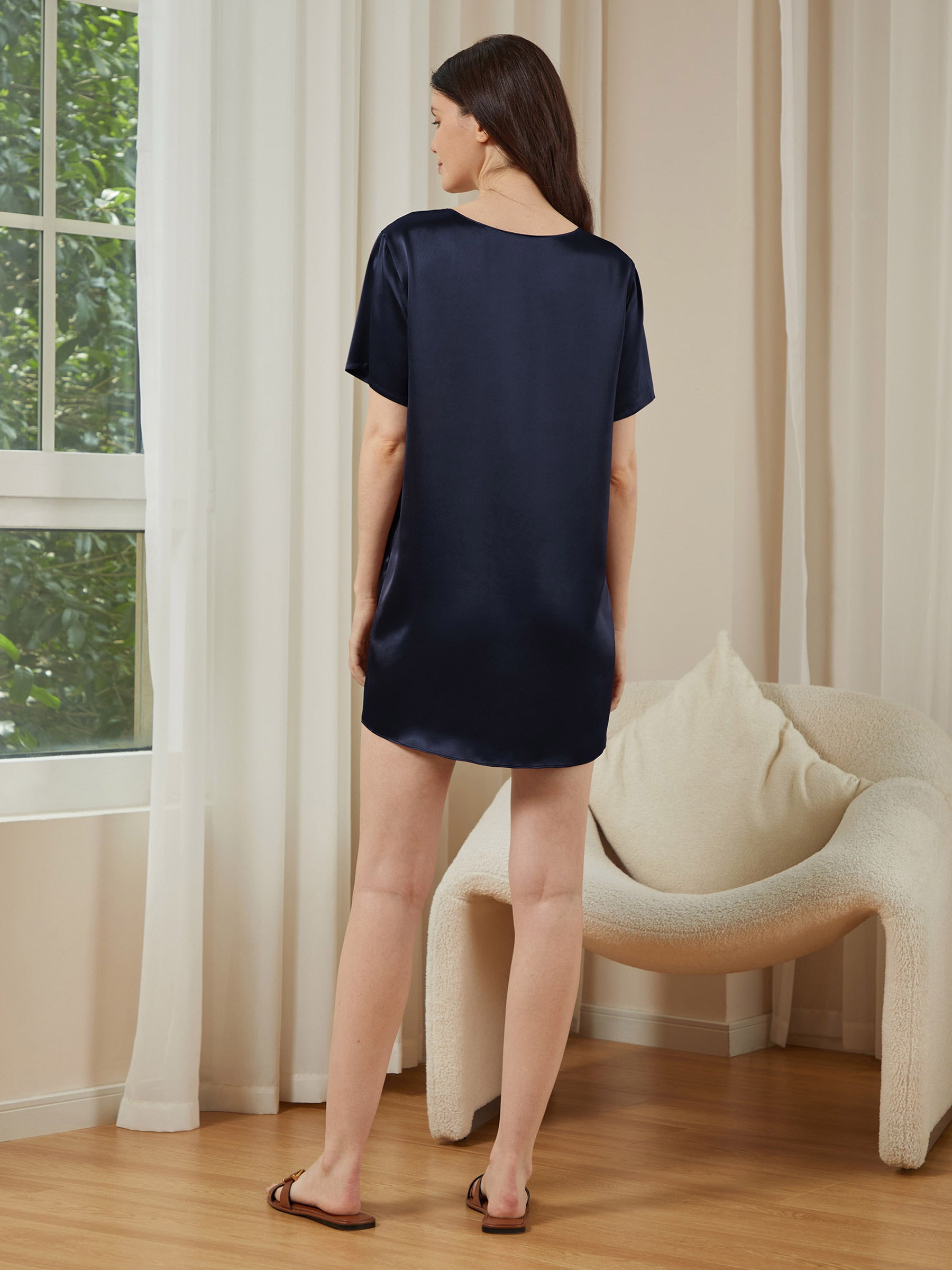 Silk Pullover Sleepshirt for Women - Soft & Comfortable Nightwear for Relaxing at Home or Sleeping