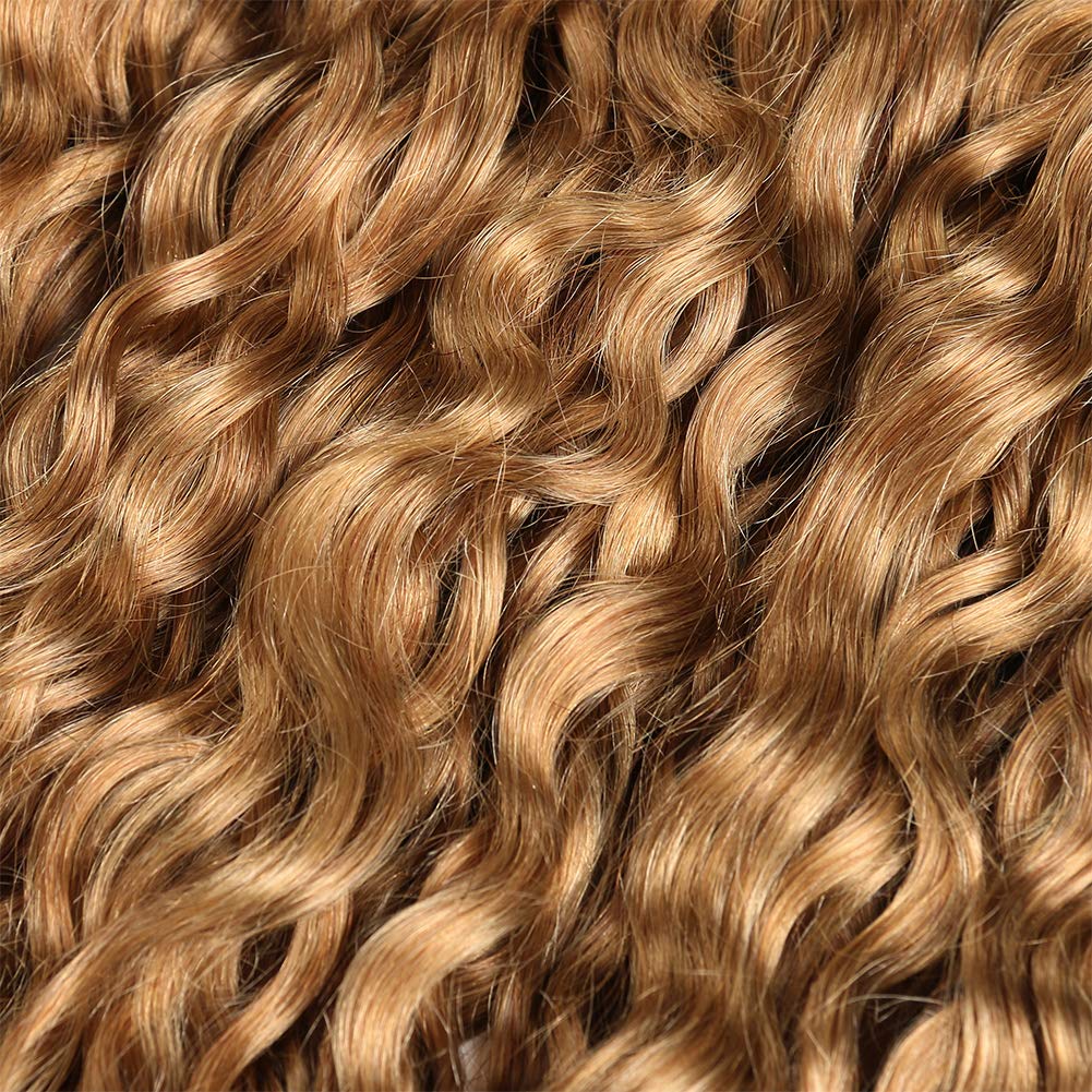 XCCOCO Honey Blonde Water Wave Human Hair Bundles (10 12 14 Inch) - 27# Colored Blonde Wet & Wavy 9A Peruvian Curly Hair Weave (300g/Lot) for Stunning Beach Waves & Everyday Glamorous Hairstyles