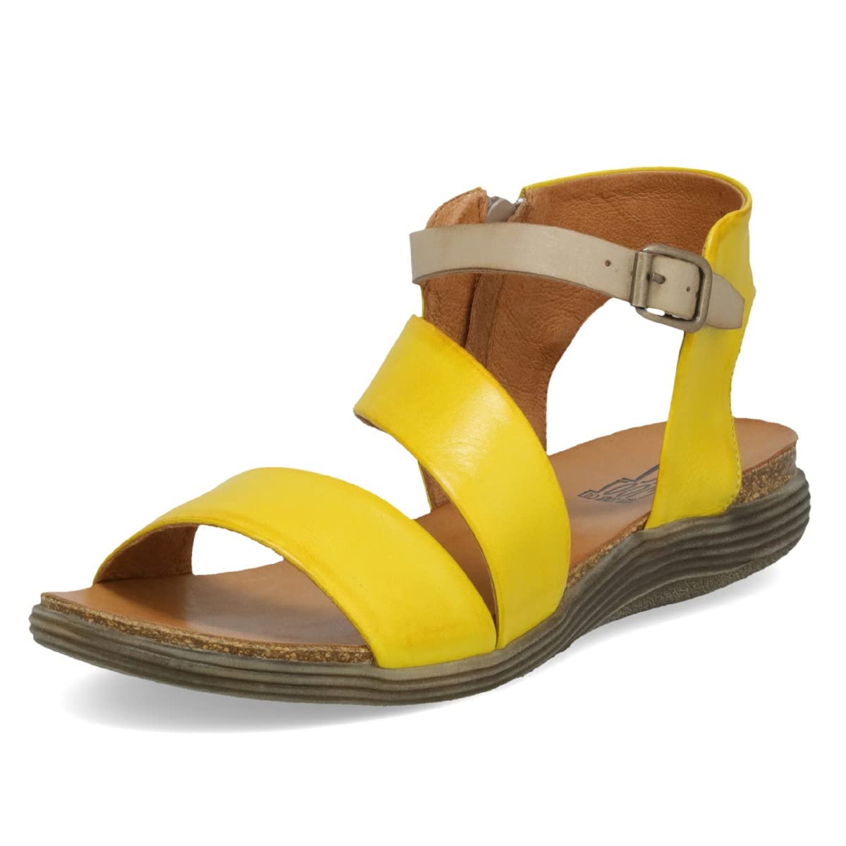 Miz Mooz Meadow Women's Strappy Gladiator Sandals with Side Buckle & Zipper - Comfortable Flat Sandals for Summer, Beach, and Casual Outings