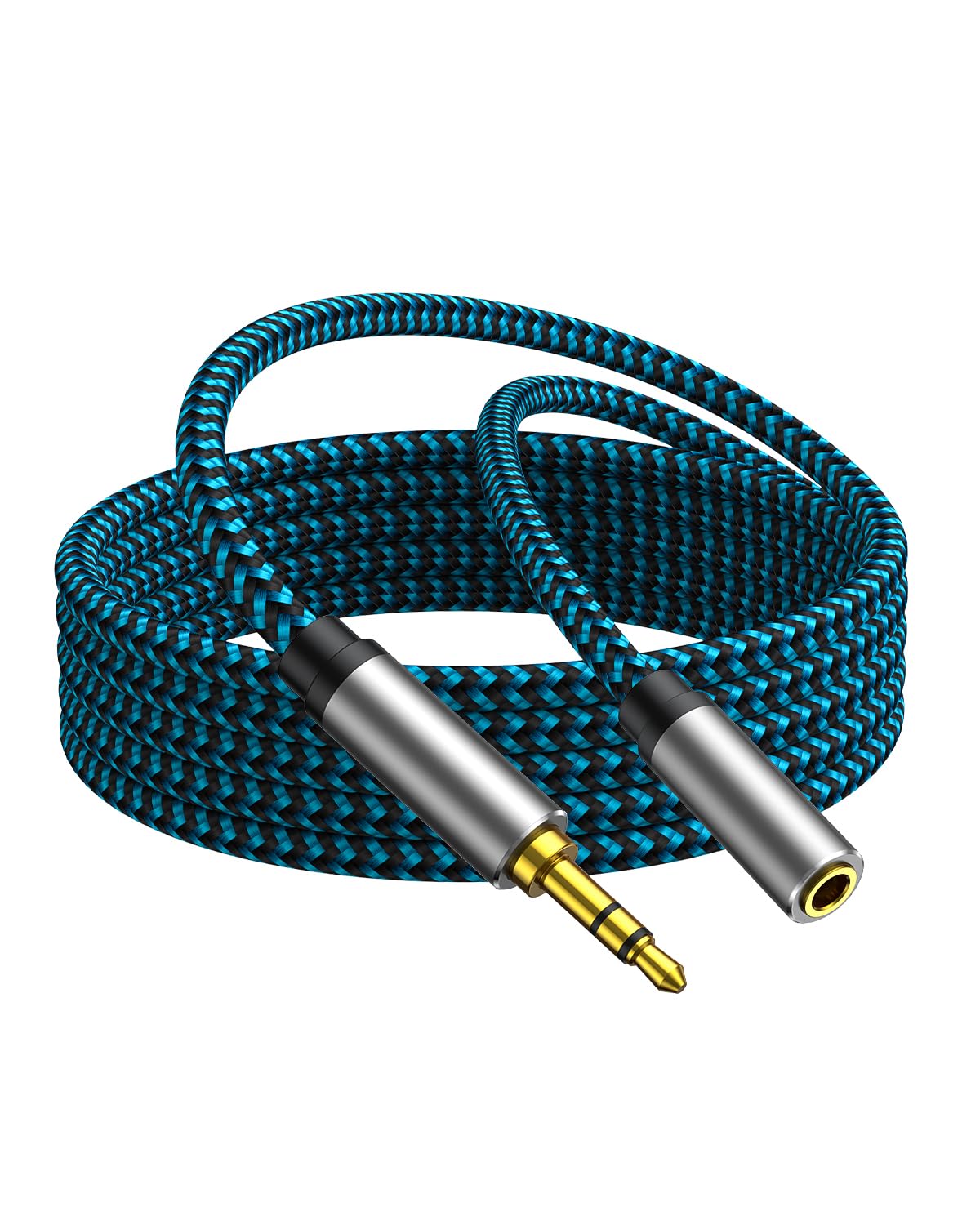 3.5mm Headphone Extension Cable 15FT - Nylon Braided AUX Cord Extender for Headphones, iPhone, iPad, Smartphones & Tablets | Perfect for Home Theater, Gaming & Office Use