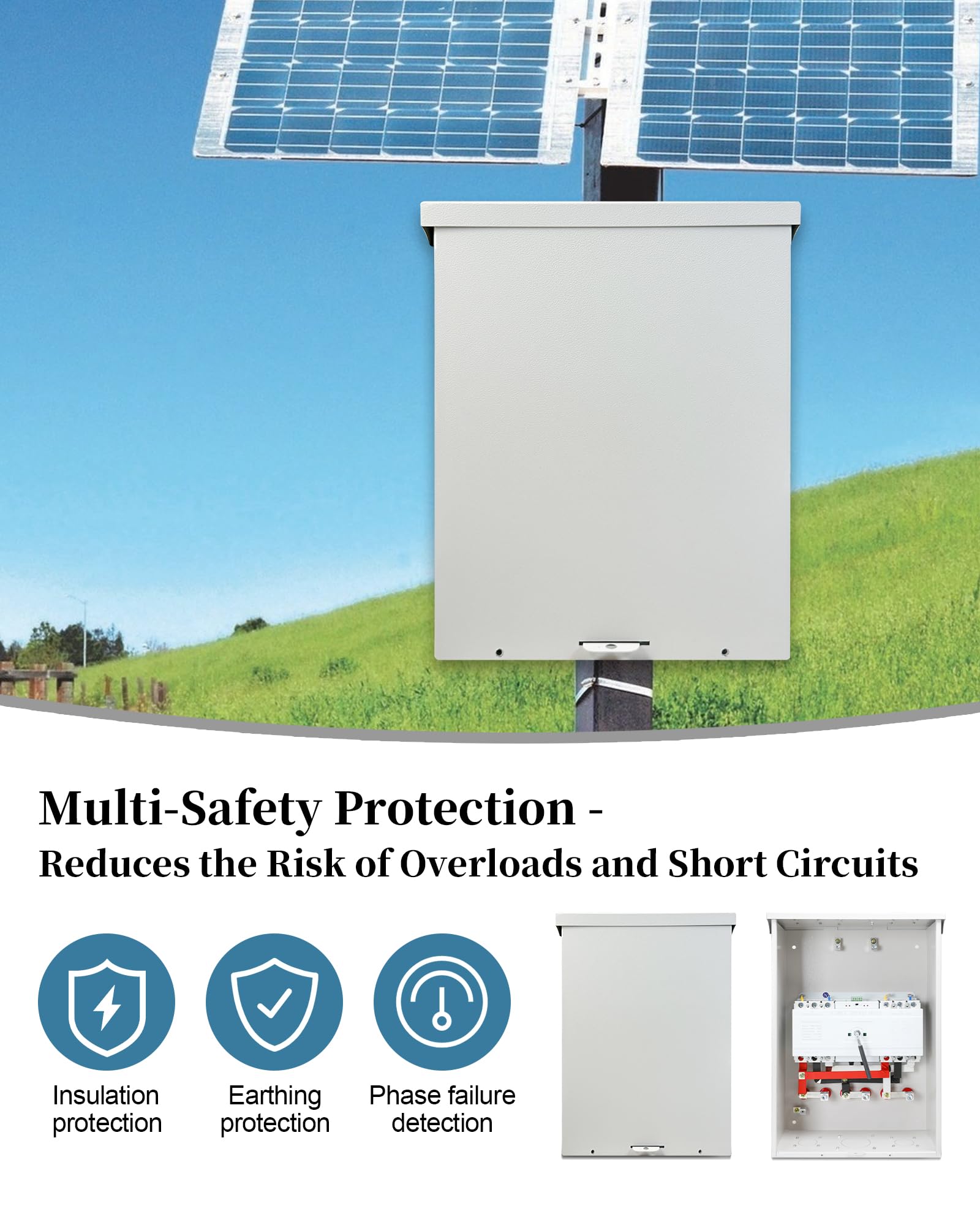 200 Amp 3P Dual Power Automatic Transfer Switch - 120/240V Heavy Duty Safety Switch with NEMA-3R Enclosure for Indoor/Outdoor Use - Perfect for Home Backup Power & Emergency Generator Systems