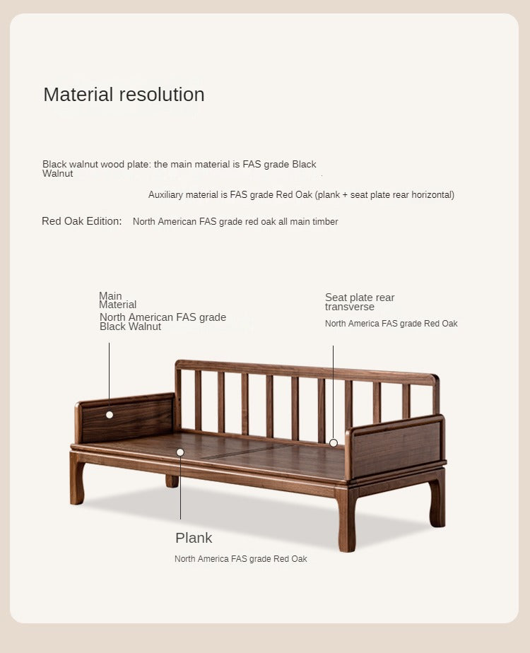 Premium Black Walnut & Oak Solid Wood Convertible Sofa Bed - Modern Dual Use Design for Living Room, Guest Room & Small Spaces