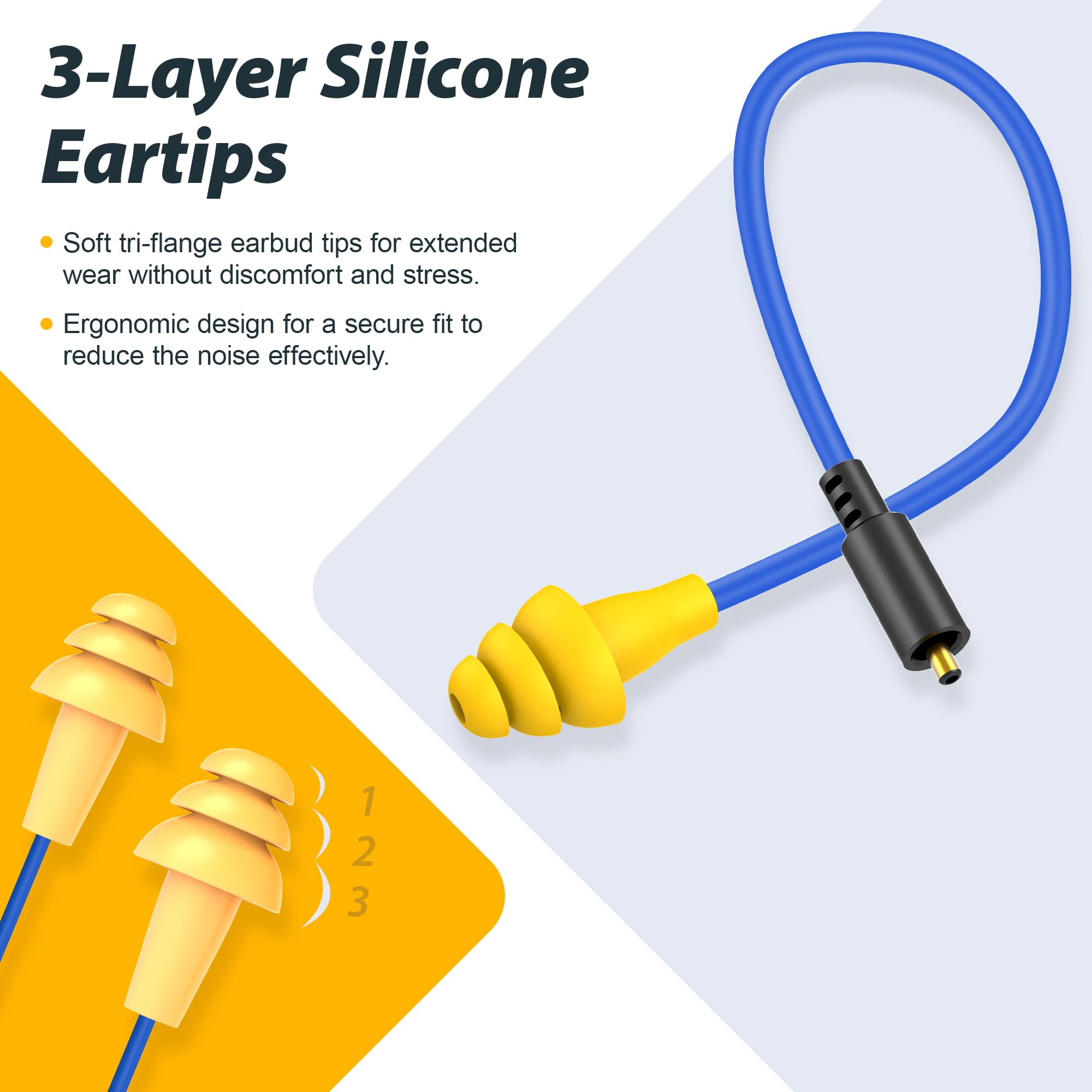 MIPEACE 2 Pack Replacement Earbud Cables for Bluetooth Headphones - Blue & Yellow - Durable Audio Cord for Work, Gym, Travel & Daily Use