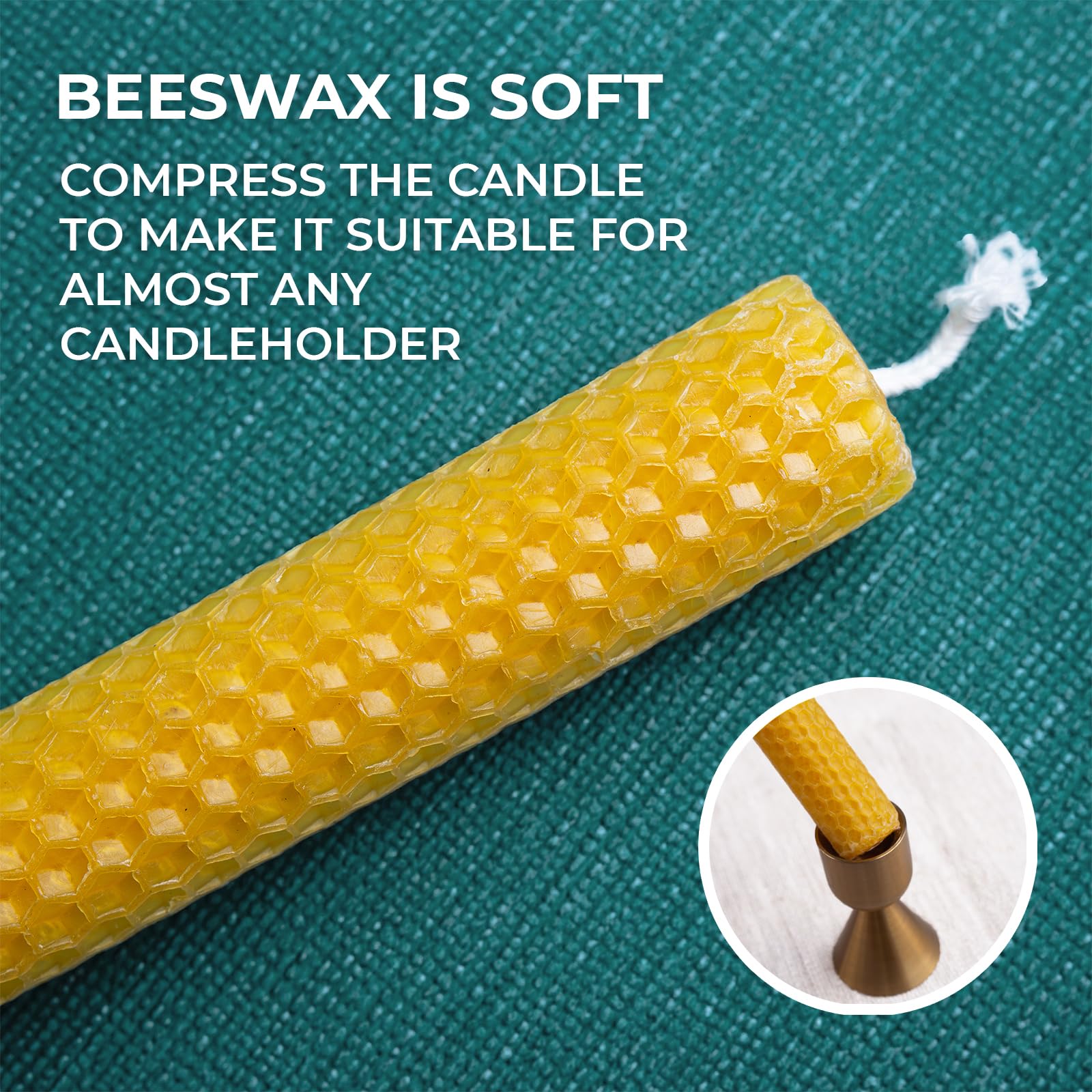 Handmade Beeswax Candles Set of 6 - 8 Inch Natural Taper Candles for Home Decor, Dinner Table & Romantic Ambiance | Long-Lasting 5-Hour Burn Time | Eco-Friendly Hand-Rolled Beeswax Candles with Honeycomb Scent