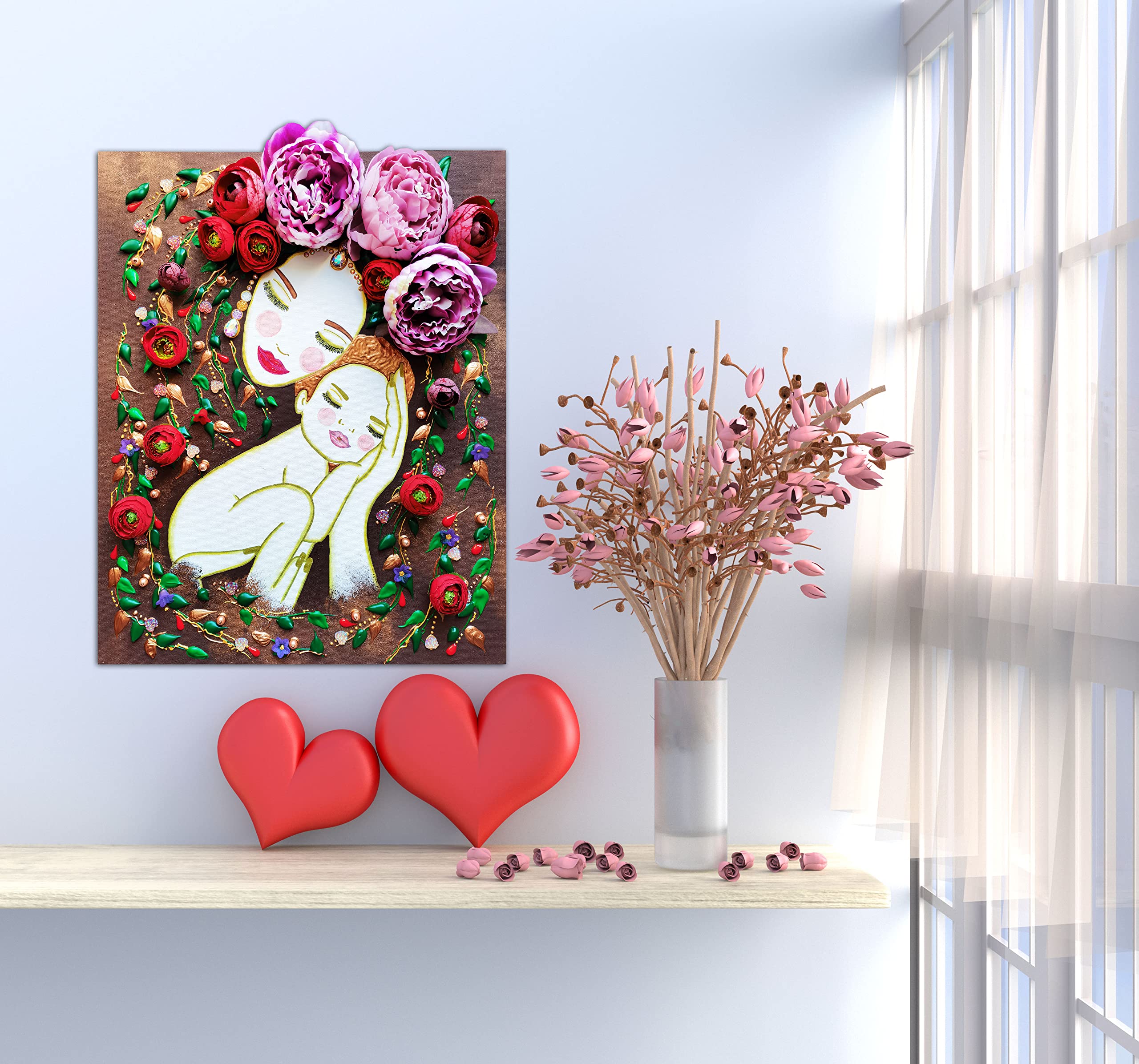 Frida Kahlo Wall Art - Handmade Canvas Painting, Fine Art Acrylic Painting for Coquette, Hippie & Boho Room Decor - Perfect for Nursery, Gypsy Style & Aesthetic Spaces - Unique Mother's Day Gift Idea from Husband