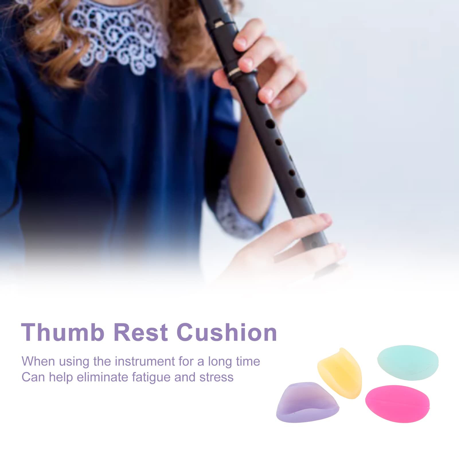 Soft Silicone Flute Thumb Rest Cushions - 4-Piece Finger Cover Set for Wind Instruments | Comfortable & Durable Flute Accessories for Practice & Performance