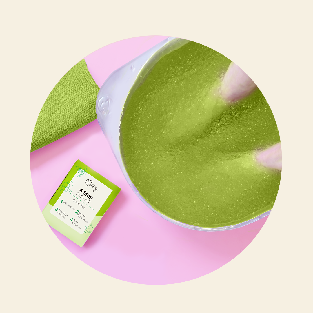 Mitty 4-Step Pedicure Kit with Jelly Soak & Green Tea - Professional At-Home Foot Care for Soft Smooth Feet | Perfect for Spa Days & Self-Care Routines