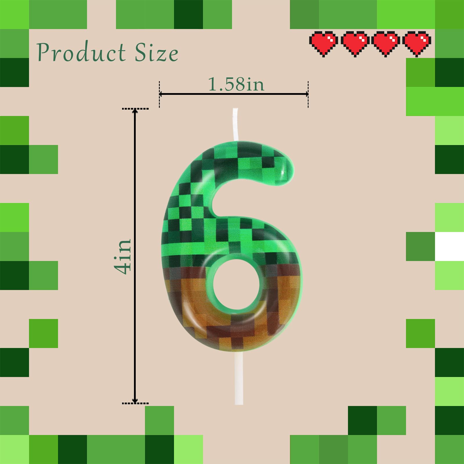 6th Birthday Pixel Miner Cake Candles & Topper - TNT Themed Party Decor for Boys & Girls - Perfect for Minecraft Themed Birthday Cakes & Gaming Celebrations
