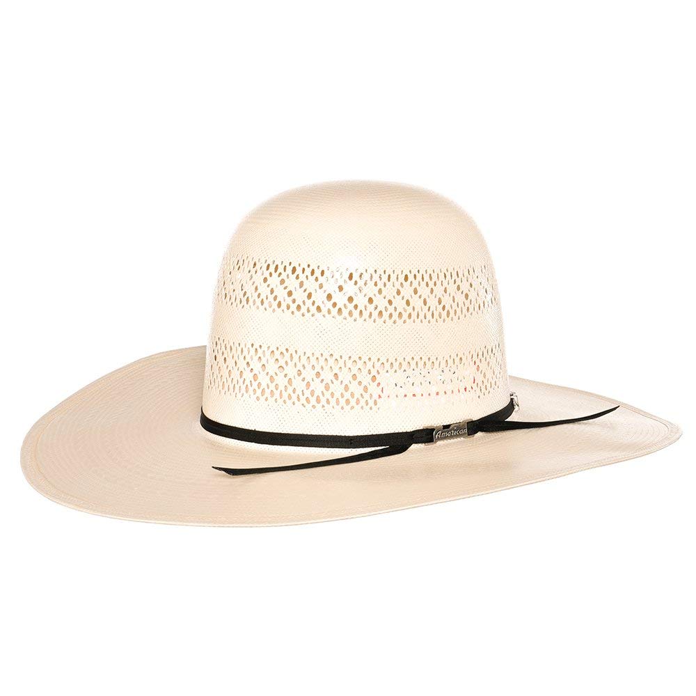 American Hat Company Two Row Fancy Vent Ivory Straw Hat with 4 1/4