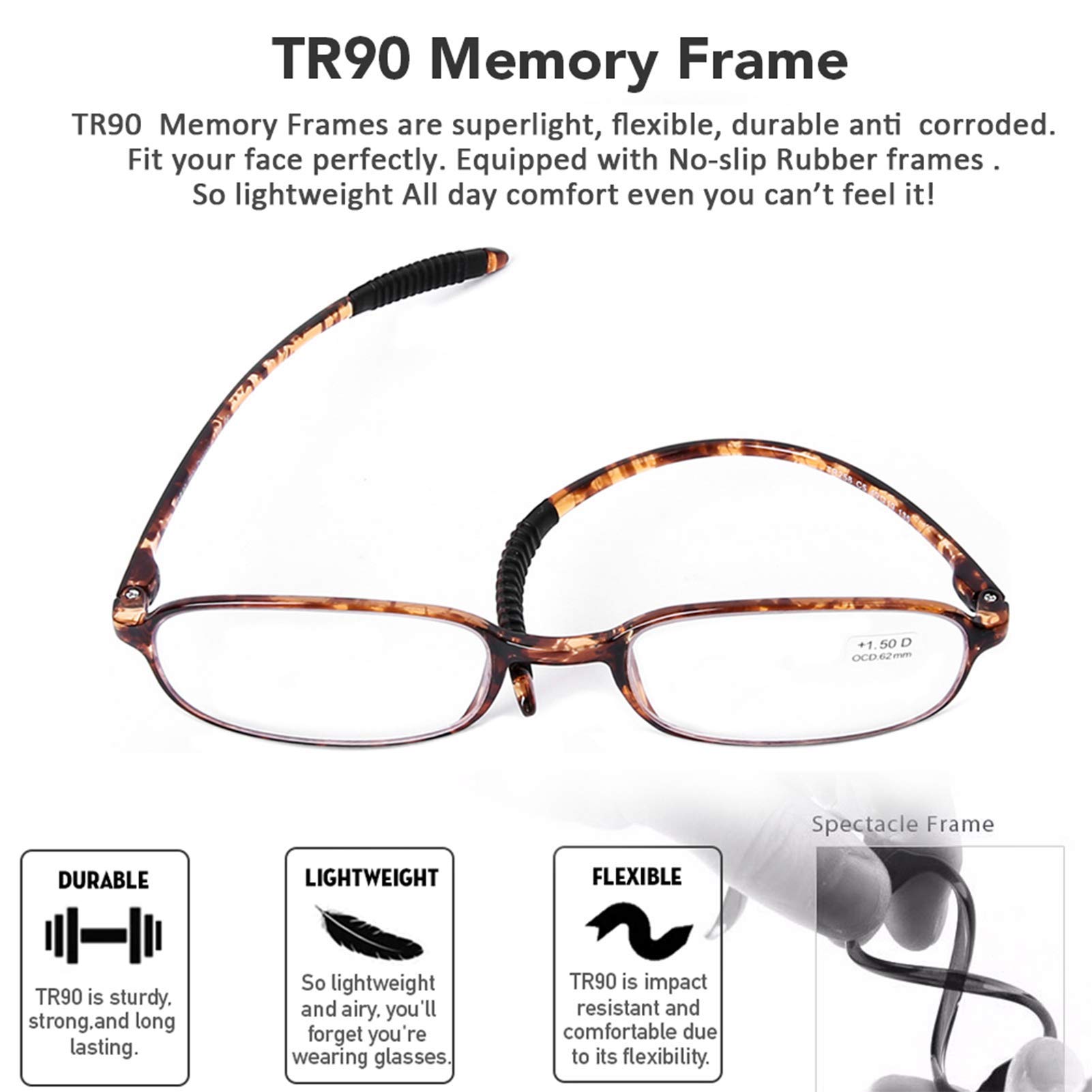 AQWANO 2 Pack Blue Light Blocking Glasses for Computer & Reading - UV Protection, Flexible TR90 Frame, Lightweight Reading Glasses for Women & Men (+1.0 Strength) - Perfect for Office Work, Gaming & Screen Time
