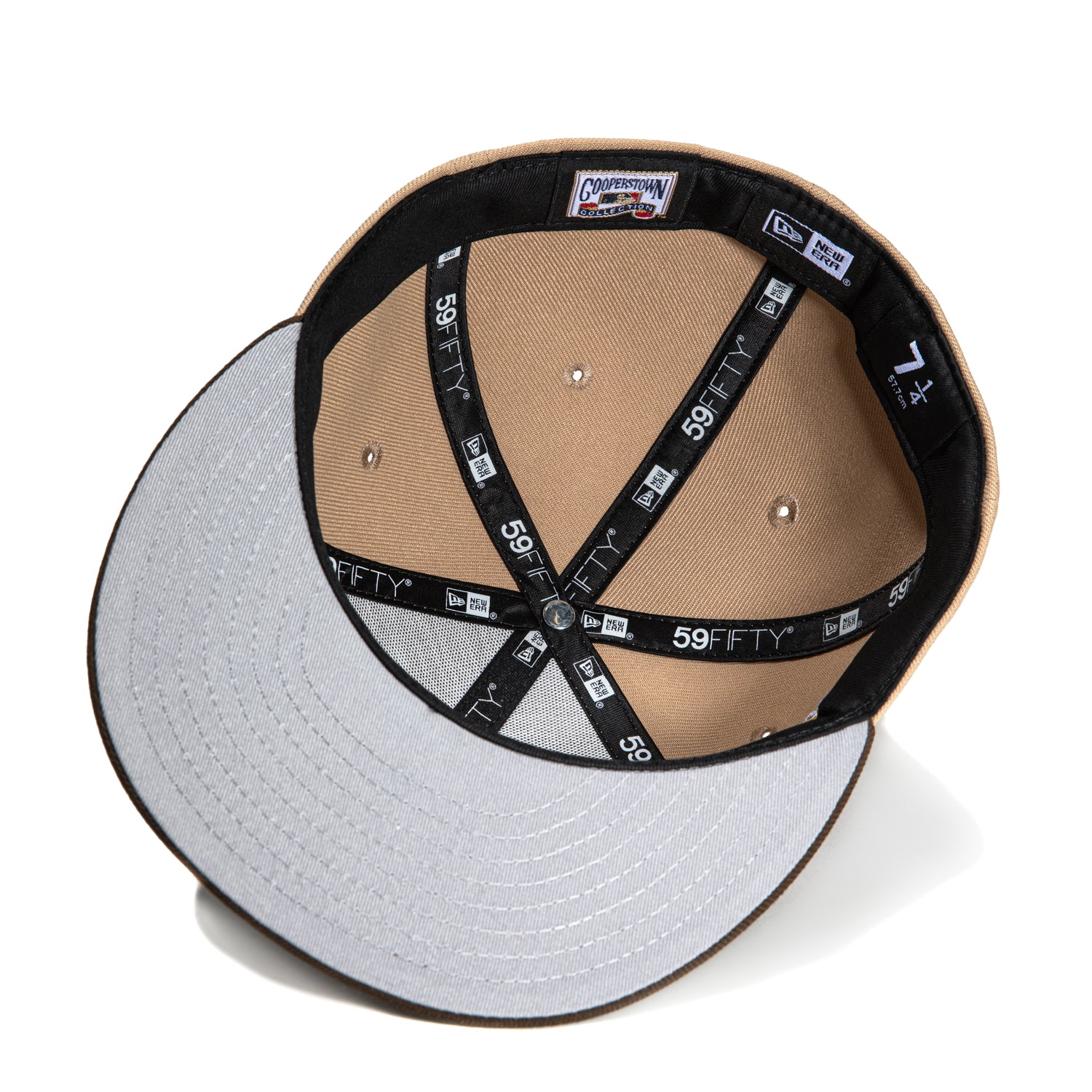 New Era 59Fifty Los Angeles Dodgers 40th Anniversary Snapback Hat with Upside Down Stadium Patch - Khaki & Brown - Perfect for Baseball Games, Sports Events and Streetwear Fashion