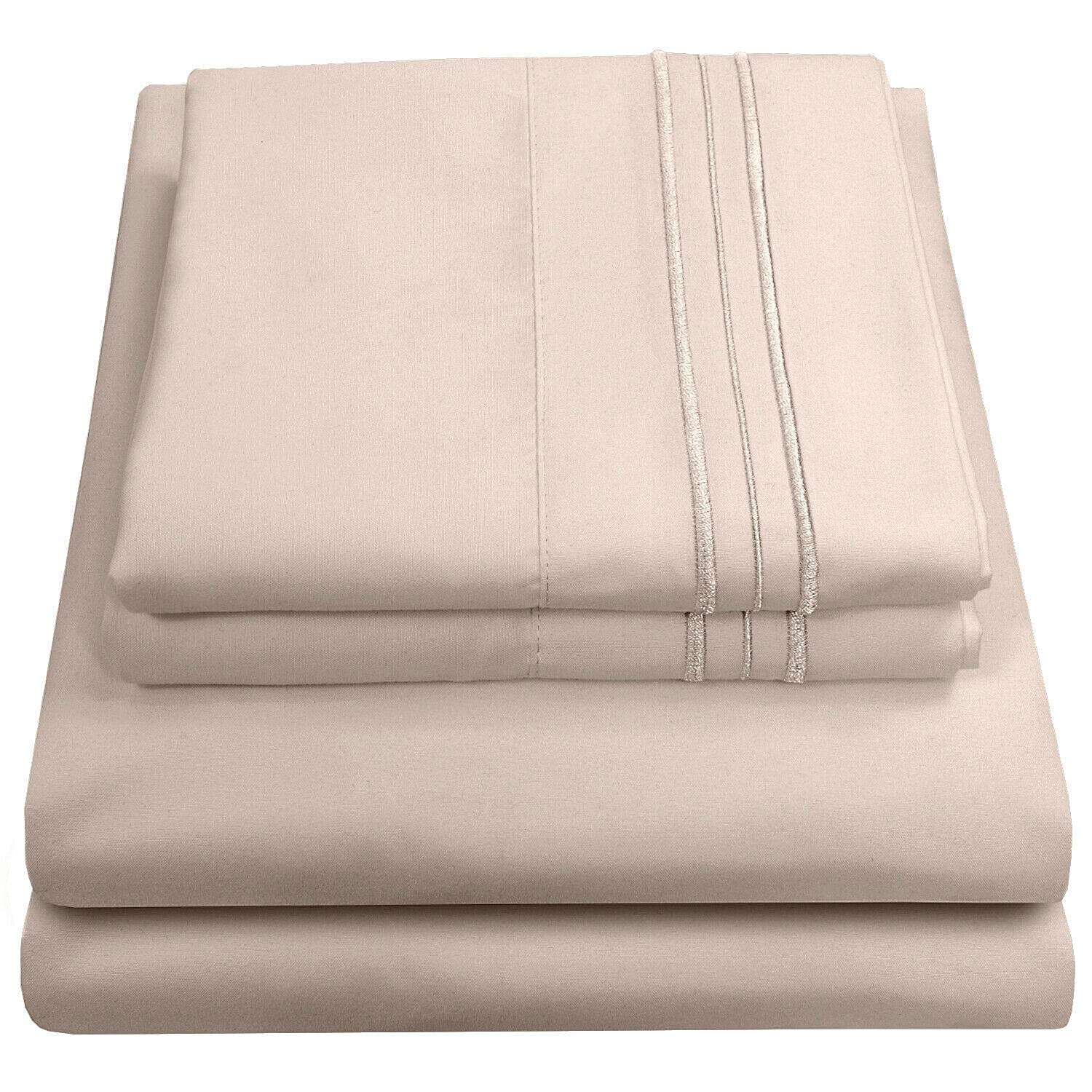 Premium 400 Thread Count Egyptian Cotton Sheet Set - Deep Pocket, Beige - Ultra Soft & Breathable Bedding for Queen Size Beds | Luxury Hotel Style Bed Sheets for All-Season Comfort