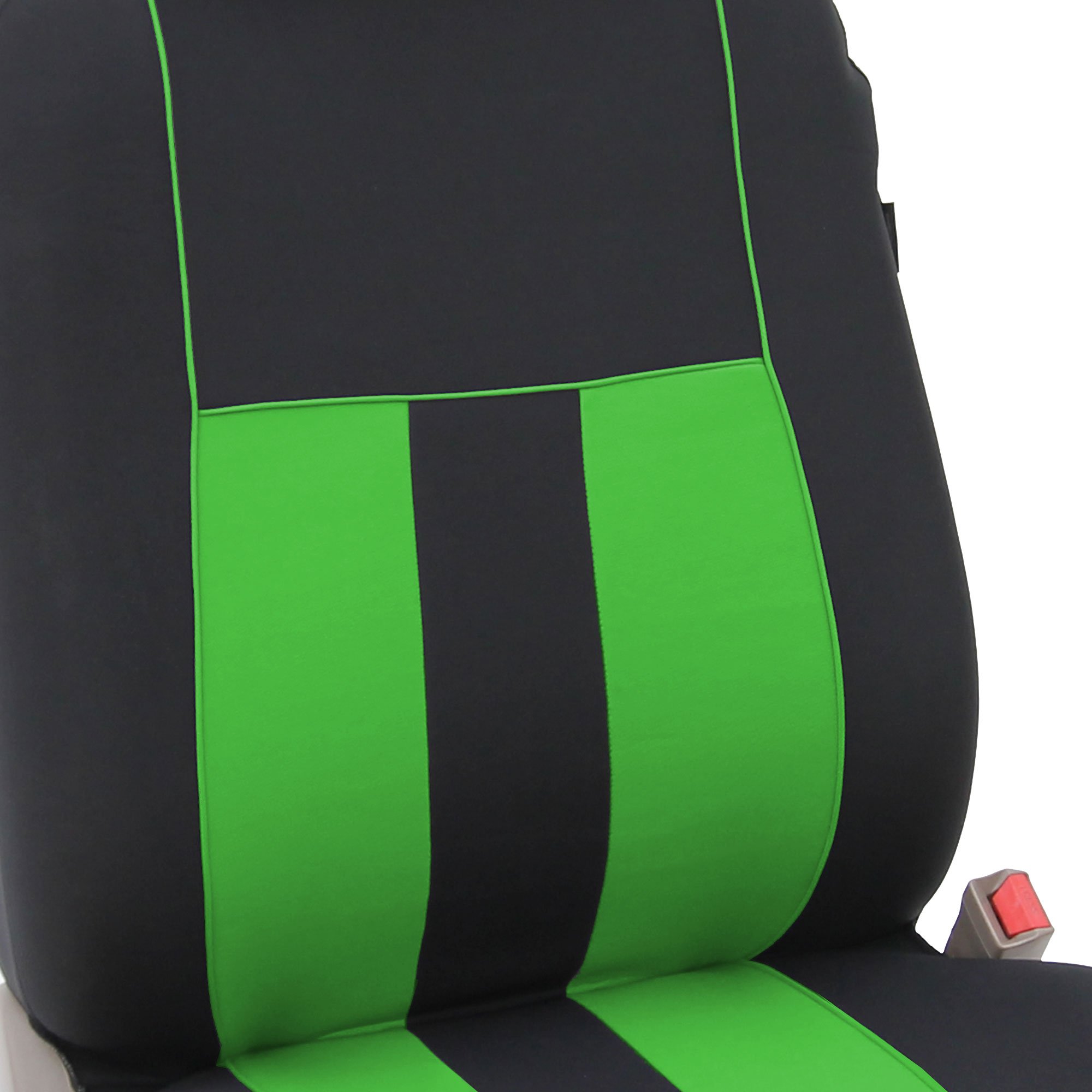 FH Group 3-Row 7-Seater Car Seat Covers - Airbag & Split Bench Compatible, Universal Fit for Cars, Trucks & SUVs (Green/Black Striped) | Durable Protection for Family Road Trips & Daily Commutes