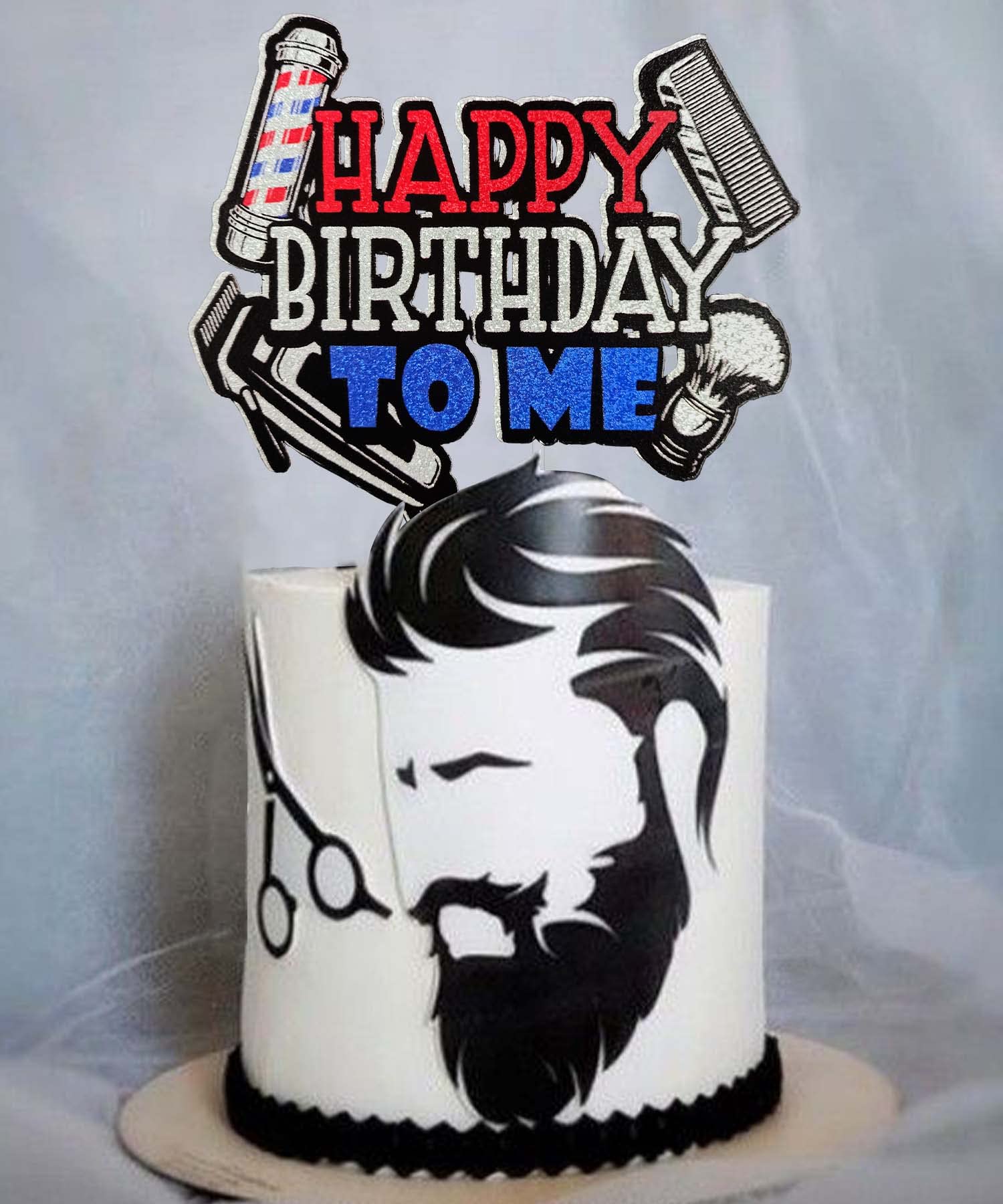 Glitter Hairdresser Happy Birthday Cake Topper - Barber & Hairstylist Birthday Decoration - Cosmetologist Party Supplies for Salon Celebrations & Professional Milestones