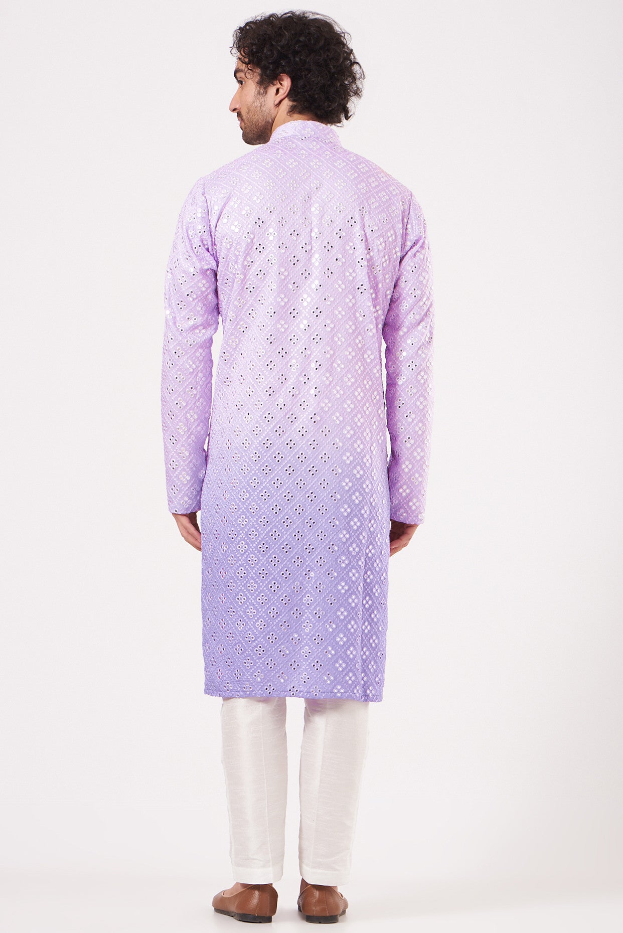 Lavender Ombre Georgette Kurta - Elegant Indian Tunic Top for Women | Perfect for Festivals, Weddings & Casual Wear