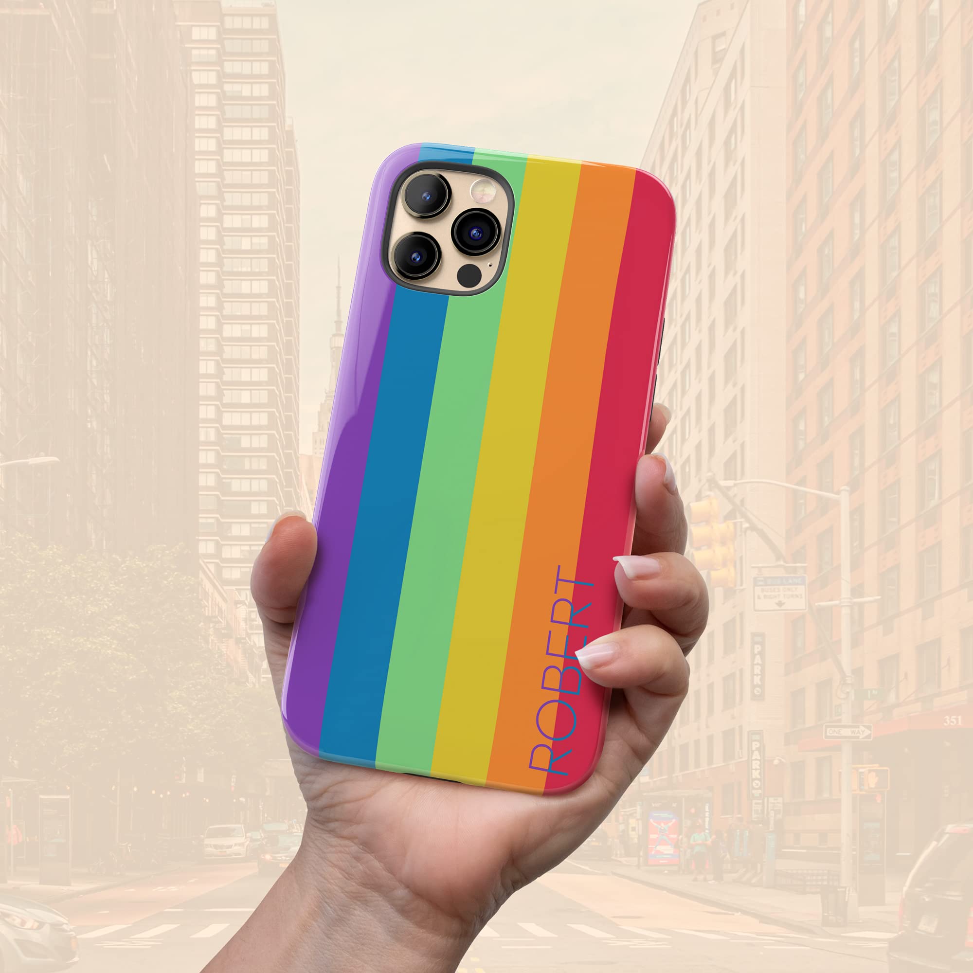 Custom LGBTQ Pride Rainbow Phone Case - Personalized Name Design for iPhone 16 Plus/15 Pro Max/14/13 Mini/12/11/X/XS Max/XR/7/8 - Perfect for Pride Events, Everyday Use & Gift Giving