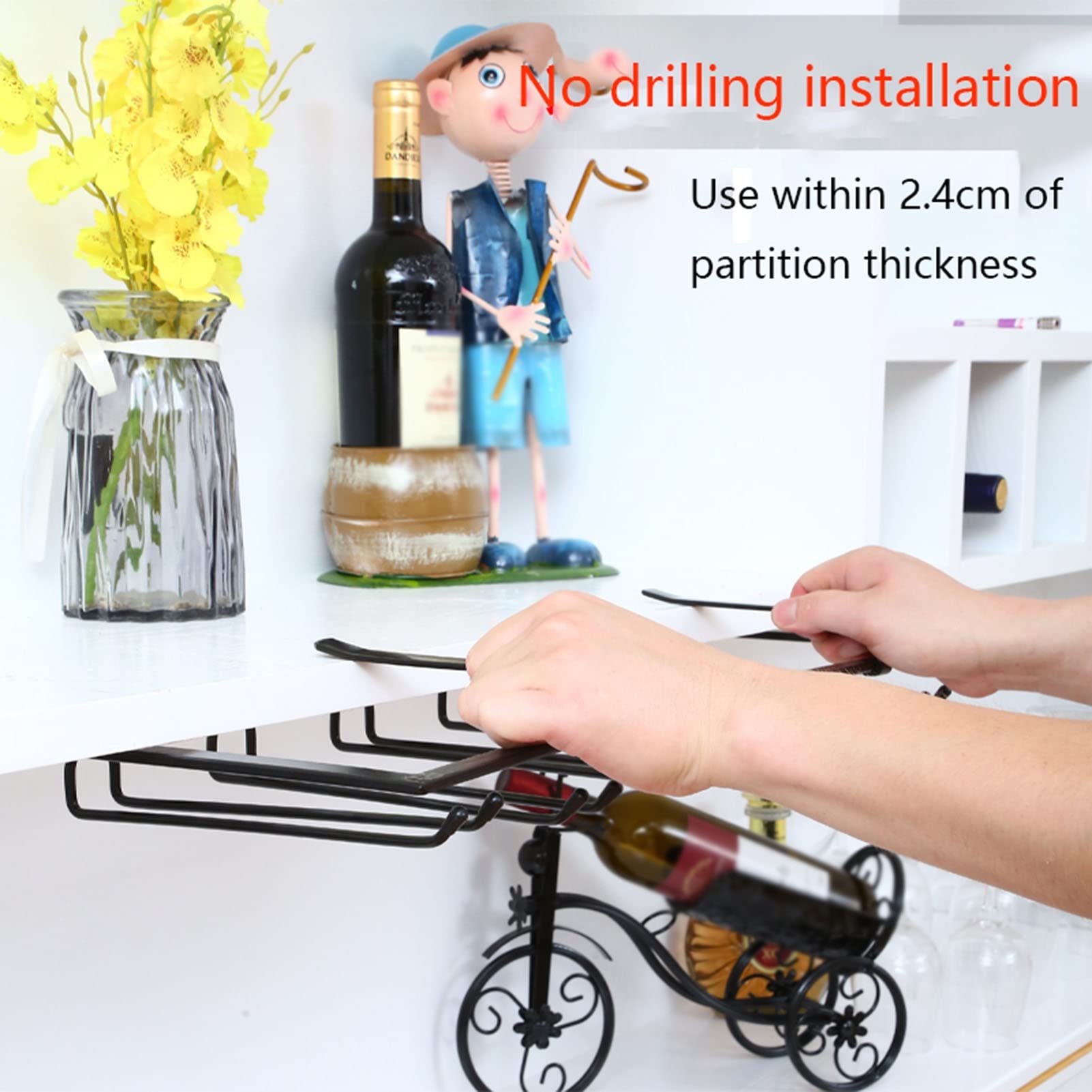 Premium Under Cabinet Wine Glass Rack - Gold Metal Stemware Holder for Kitchen, Bar & Restaurant | Space-Saving Glass Storage Solution for Wine Enthusiasts & Entertaining Guests