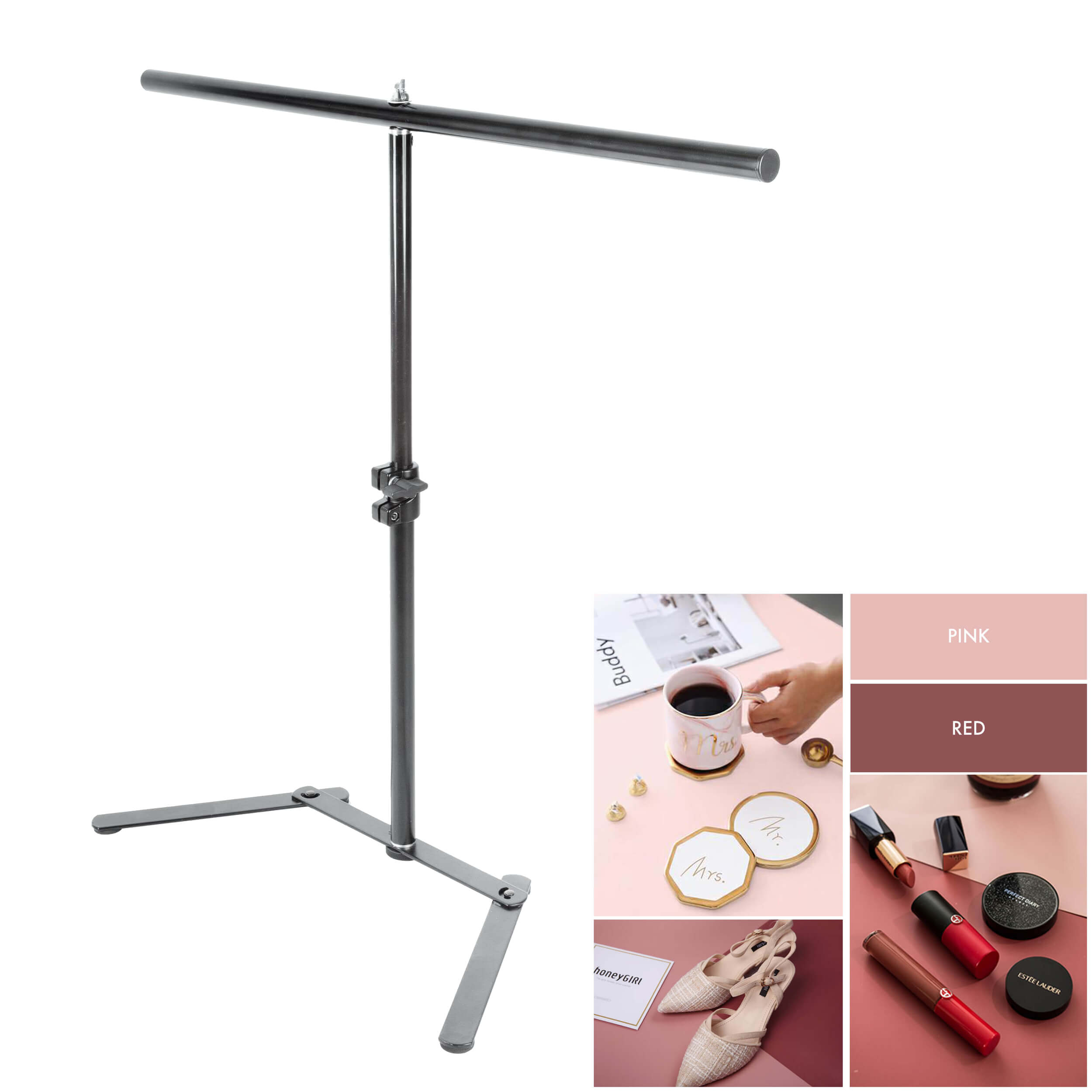 Dual Sided Photography Backdrop Paper with Adjustable Table Stand - Perfect for Product Photography, Food Blogging & E-commerce Listings