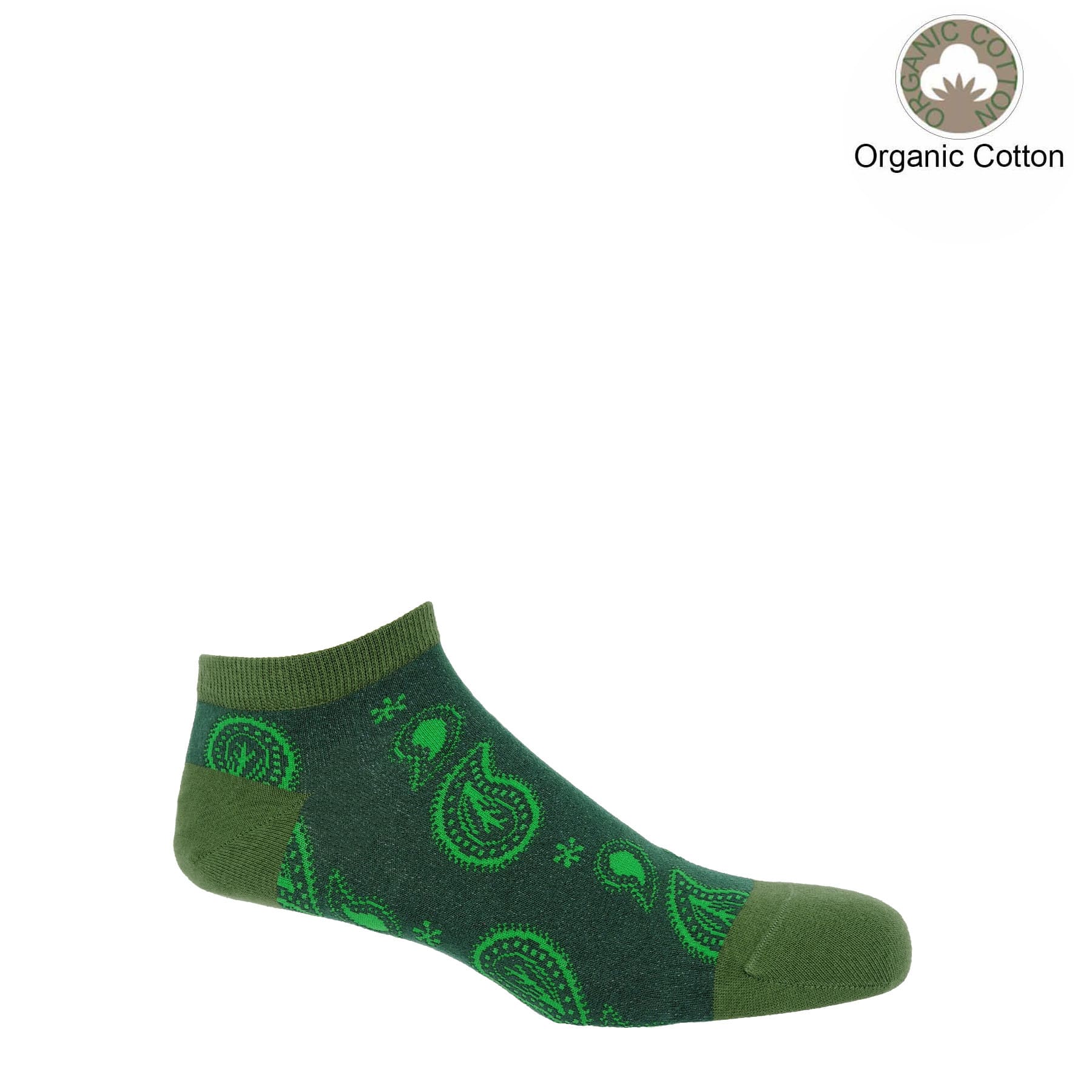 Organic Cotton Men's Trainer Socks Bundle - 6 Pairs Breathable Athletic Socks for Running, Gym & Casual Wear | Green Multi Color Pack | Eco-Friendly Workout Socks