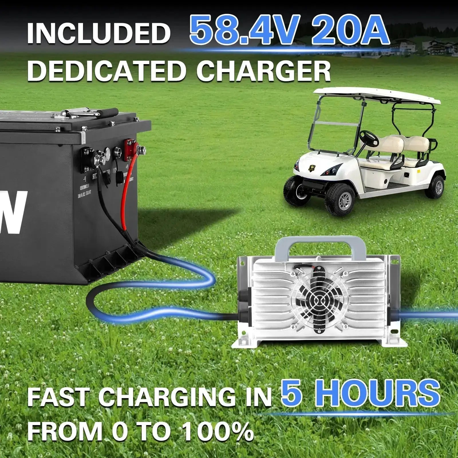 WEIZE 48V (51.2V) 105AH LiFePO4 Golf Cart Battery - 5376Wh Bluetooth Lithium Battery Complete Kit for Golf Carts, Electric Vehicles & Solar Power Storage