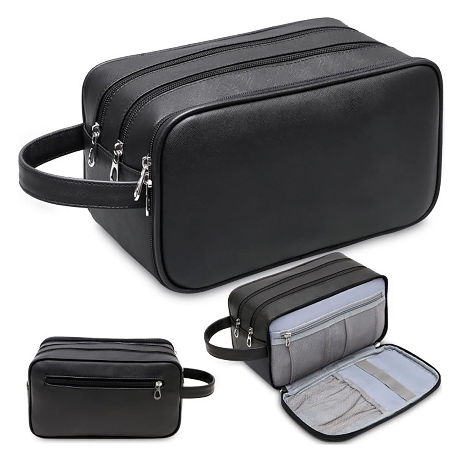 Waterproof Large Capacity Travel Cosmetic Bag - Double Layer Portable Makeup Organizer for Women, Black Toiletry Storage Case | Perfect for Vacation, Business Trips & Gym Essentials