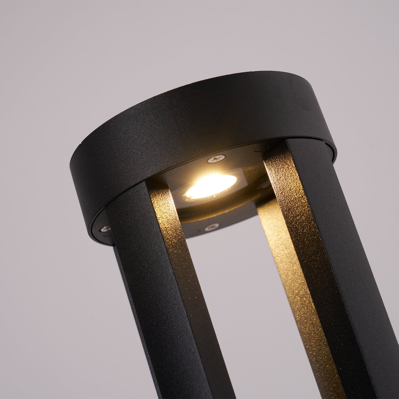 Solar Powered Black Cylindrical LED Garden Light - Waterproof Outdoor Landscape Lighting for Patio, Yard, Pathway, and Driveway Decor