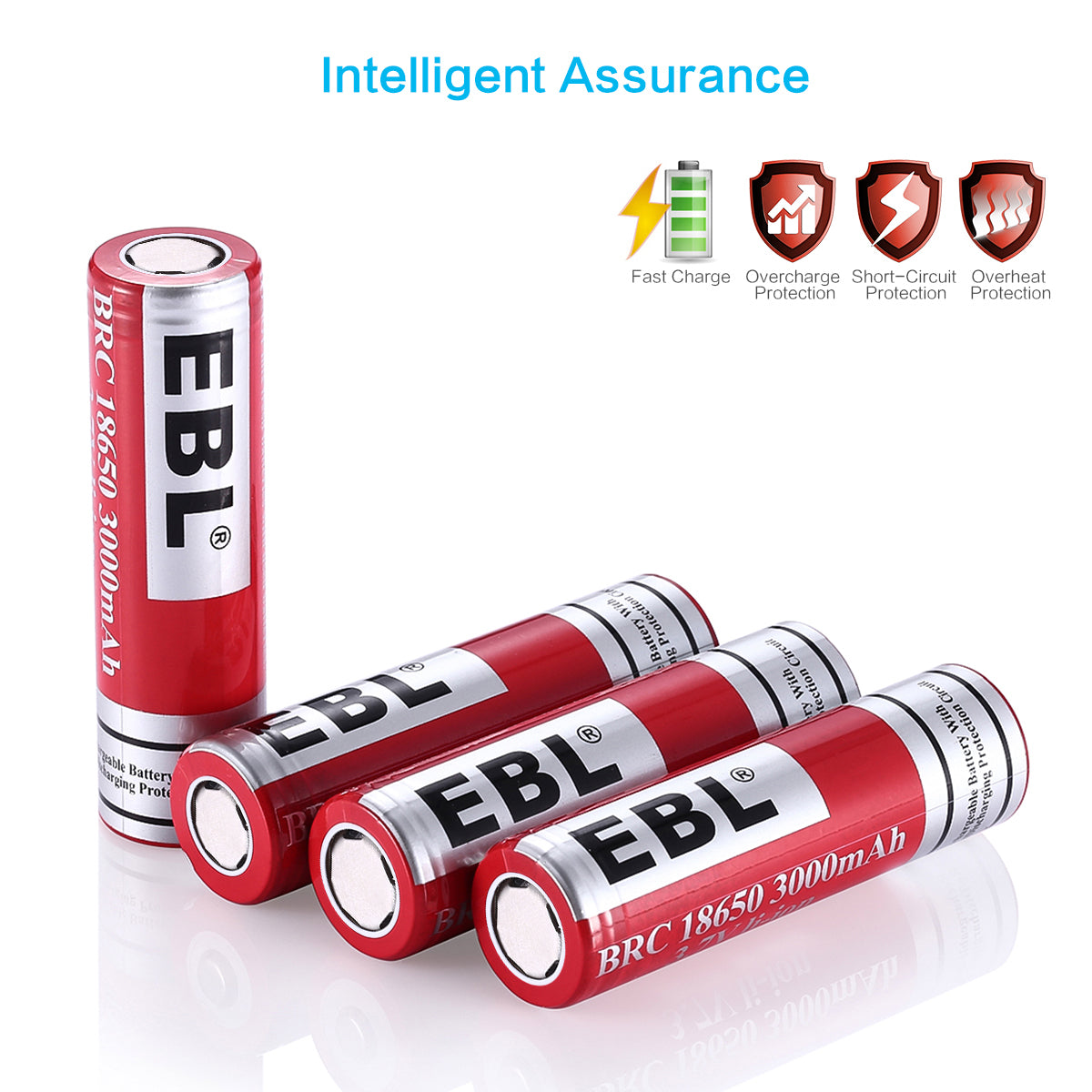 EBL 8 Pack 18650 3000mAh Rechargeable Lithium Batteries with Flat Top - High Capacity for Flashlights, Vape Mods & Electronic Devices - Mid Year Sale