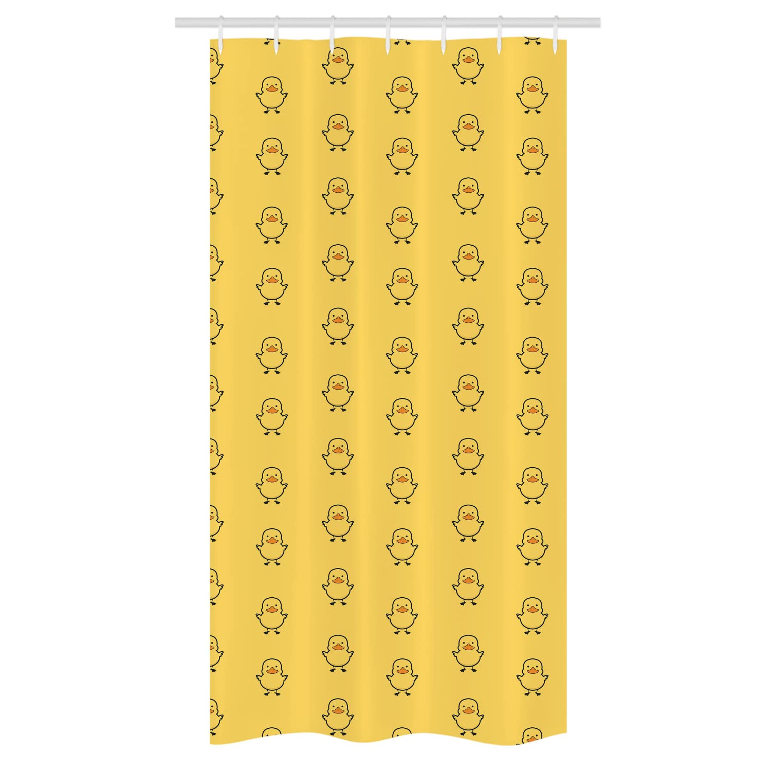 Ambesonne Yellow Bird Shower Curtain - Repeating Duck Pattern Bathroom Decor, 36x72 Inch Mustard Apricot Fabric Set with Hooks | Cute Animal Design for Kids & Modern Bathrooms