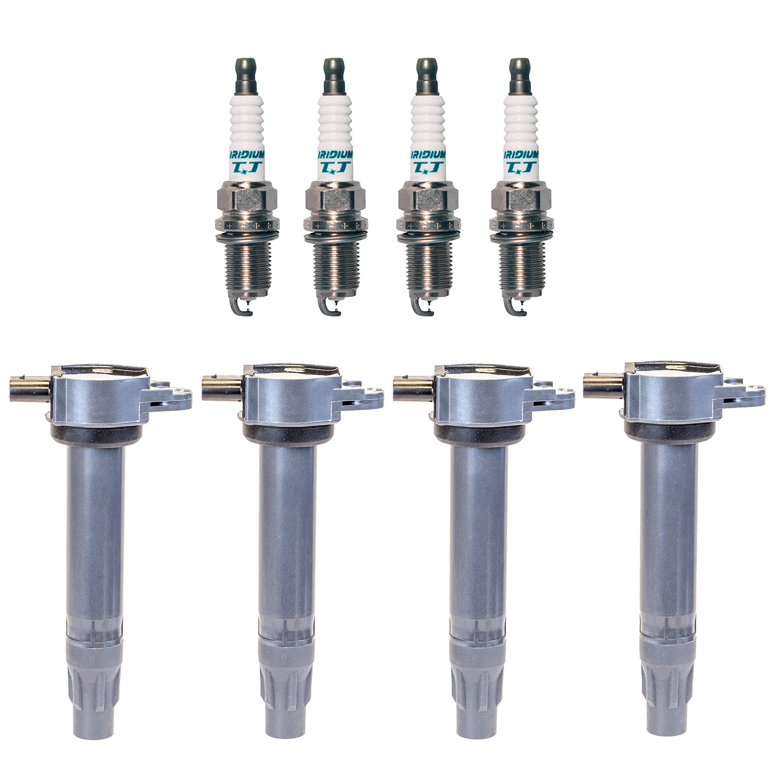 Denso 4 Ignition Coil & 4 Iridium TT Spark Plug Kit 0.04 Gap for Jeep Chrysler Dodge - Improve Engine Performance & Fuel Efficiency