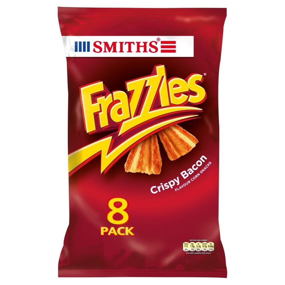 Walkers Smith's Frazzles Bacon Crisps (8x23g) - Snacks for Parties & Movies