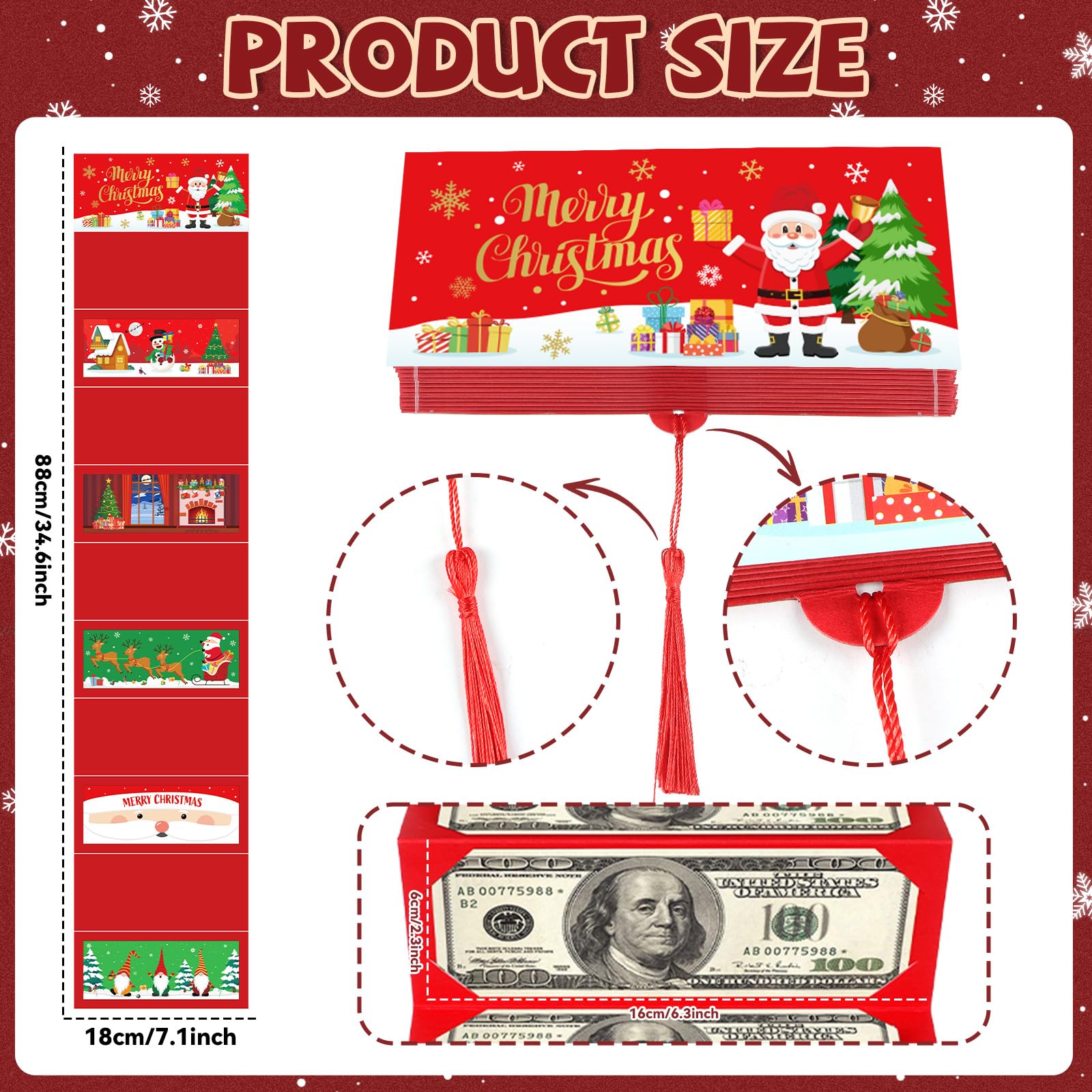 Christmas Money Holder & Gift Card Organizer with 10 Slots - Festive Santa Claus Design for Holiday Cash Gifts - Perfect for Christmas, Birthday & Special Occasion Presents