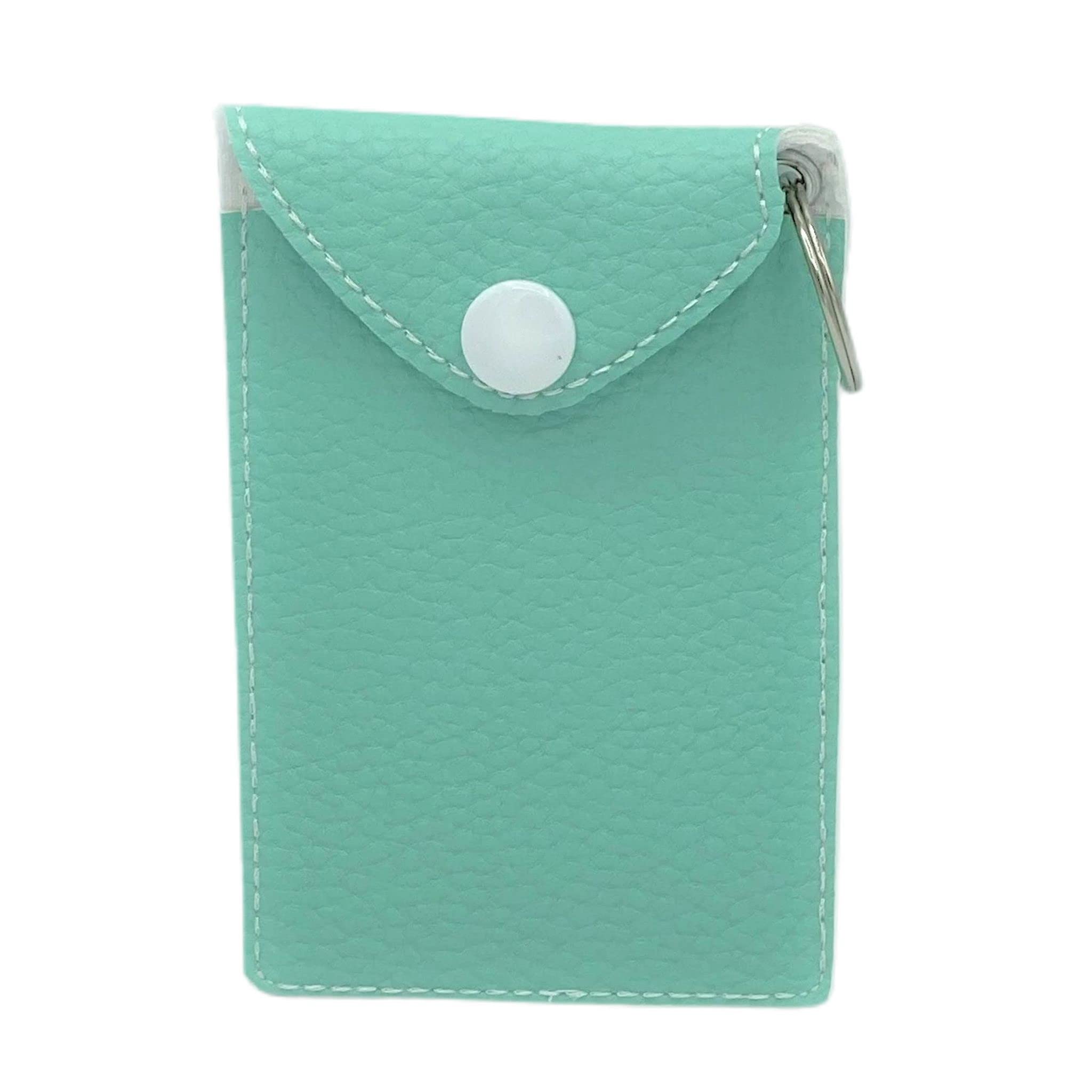 Premium Vegan Leather Business Card Holder with Keychain - Slim Credit Card & ID Organizer for Professionals (Teal) | Perfect for Office, Networking Events & Travel Accessories