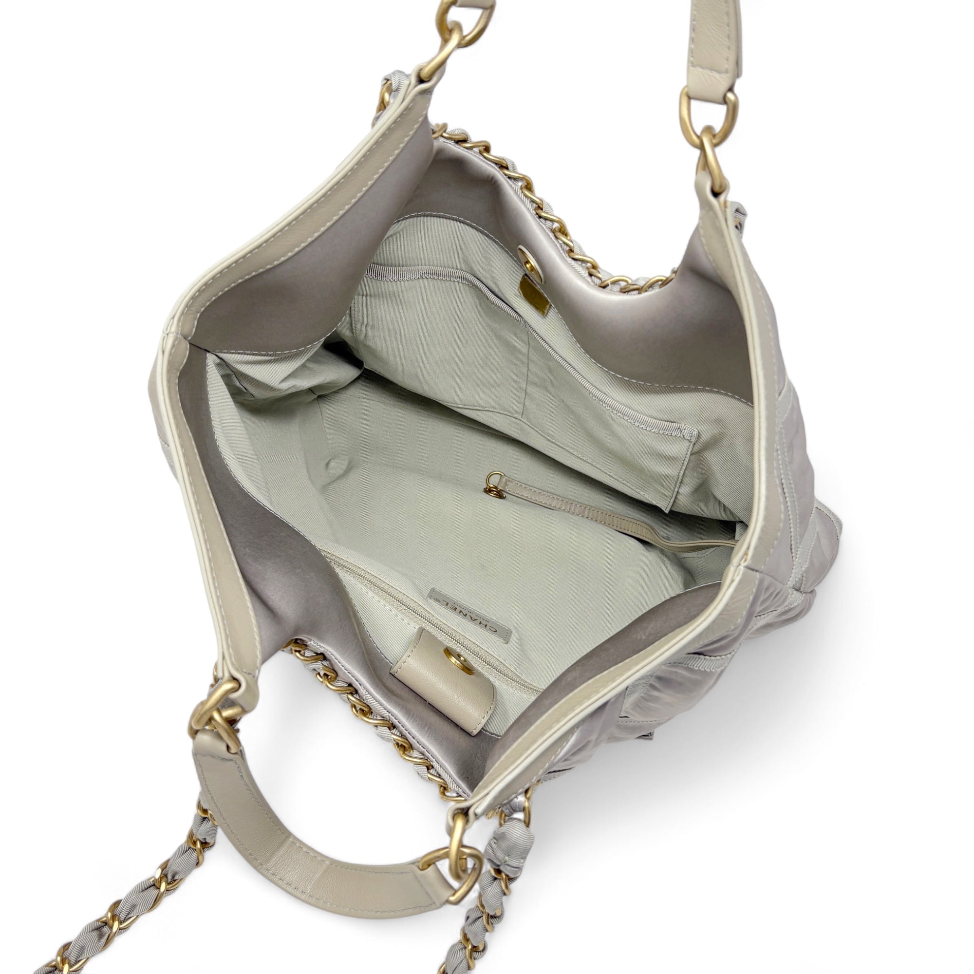 Chanel Silver Maxi Lifestyle Shopping Tote Bag - Luxury Designer Handbag for Women | Perfect for Work, Travel & Everyday Use
