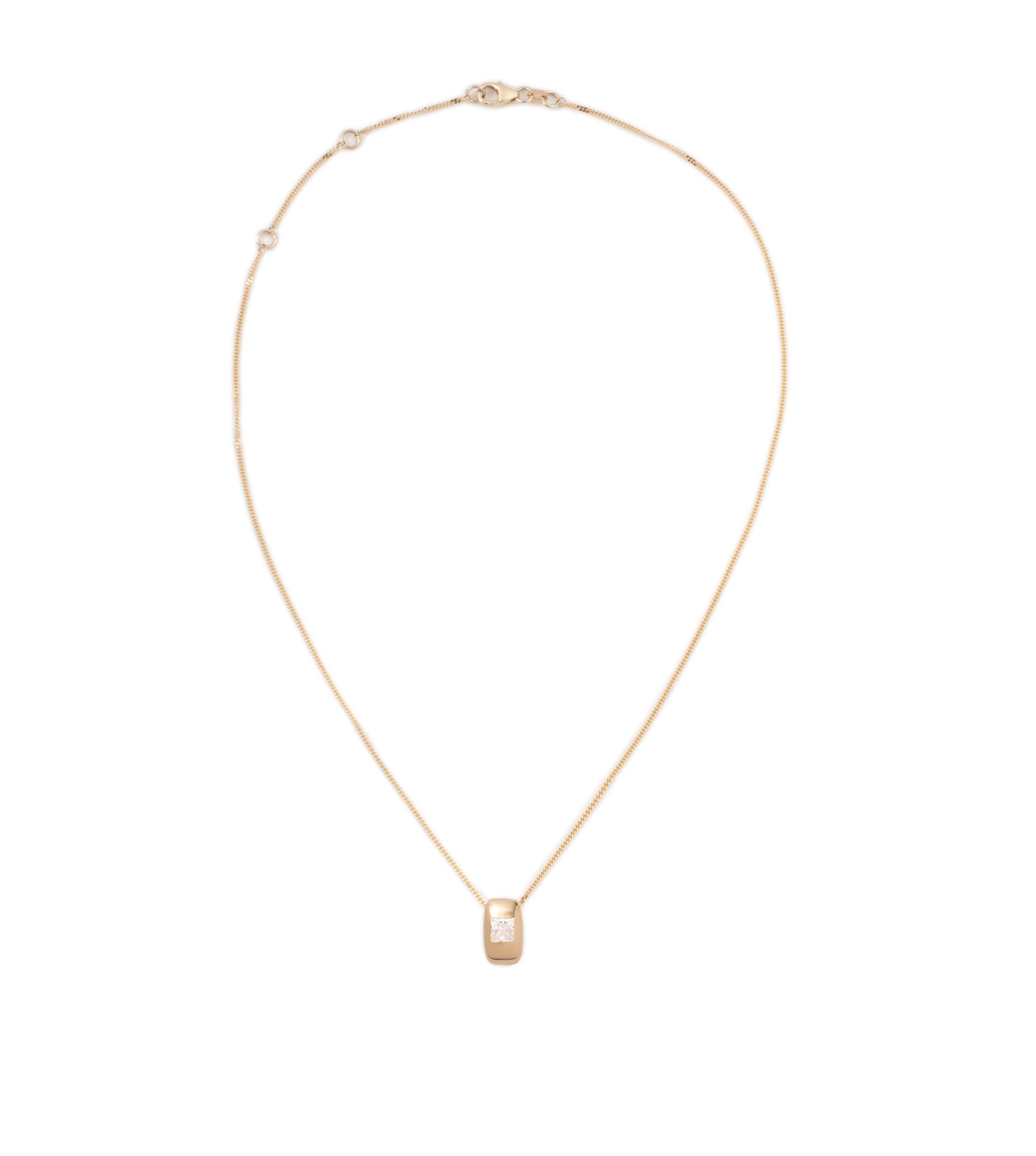 Princess Cut Heart Slide Pendant Necklace - 14K Gold Plated Fine Sleek Curb Chain for Women | Perfect for Valentine's Day Gifts, Anniversary Presents & Romantic Date Nights