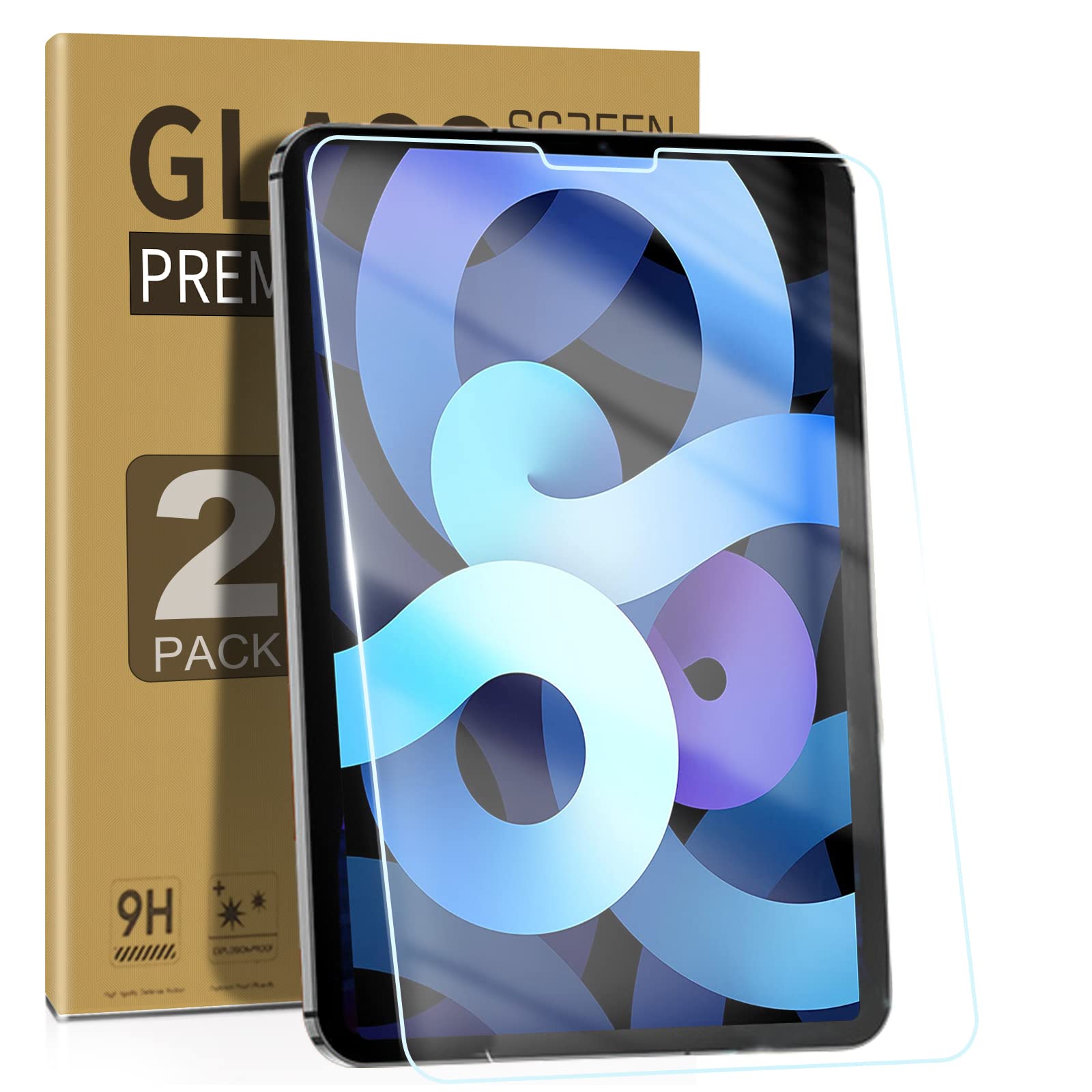 ZenRich [2-Pack] 9H Tempered Glass Screen Protector for iPad Air 5th/4th Gen 10.9