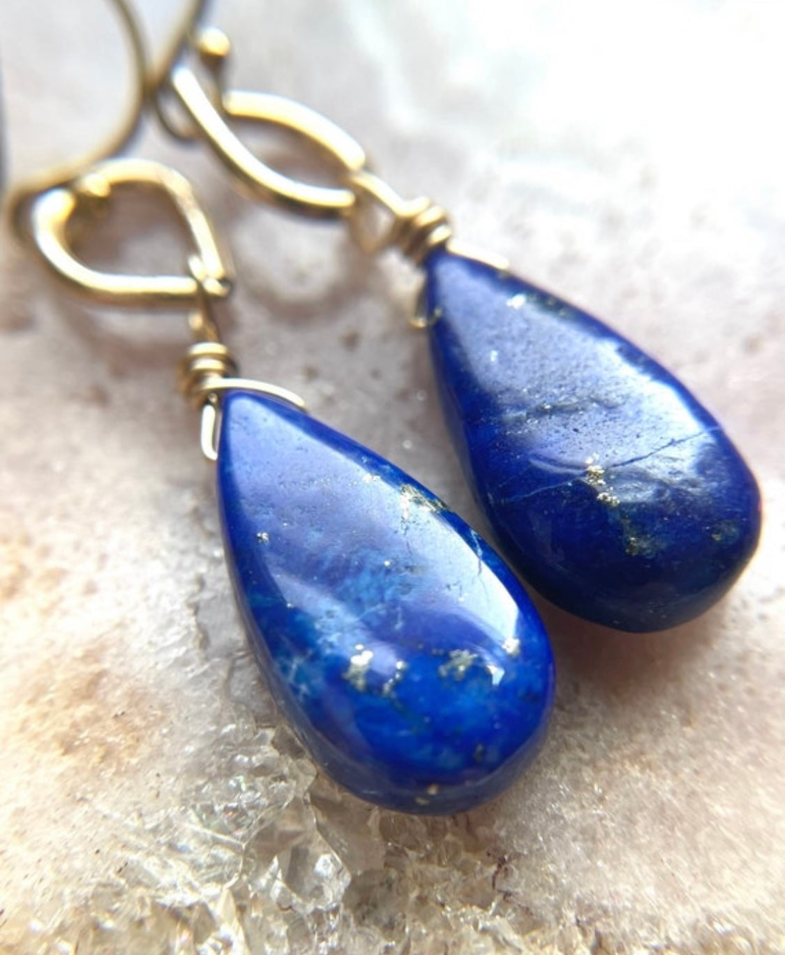 Lapis Gold Filled Dangle Earrings for Women - Royal Blue Gemstone Jewelry - Elegant Drop Earrings for Party, Wedding & Special Occasions
