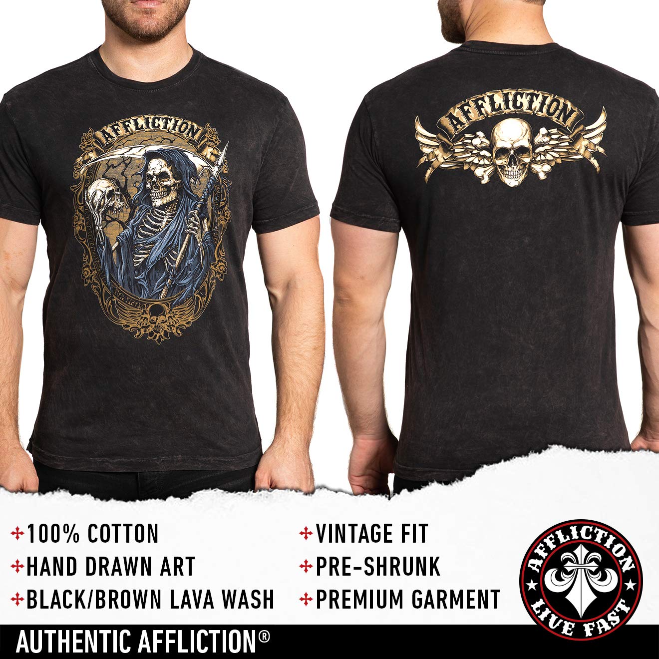 Affliction Men's Classic Core T-Shirts - Premium Cotton Graphic Tees for Casual Wear & Street Style | Gym, Outdoors, Everyday Comfort