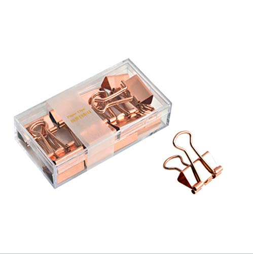 Rose Gold Binder Clips - Assorted Sizes for Office, School & Home Organization - Paper Clamps, File Clips for Documents, Photos & Bulletin Boards